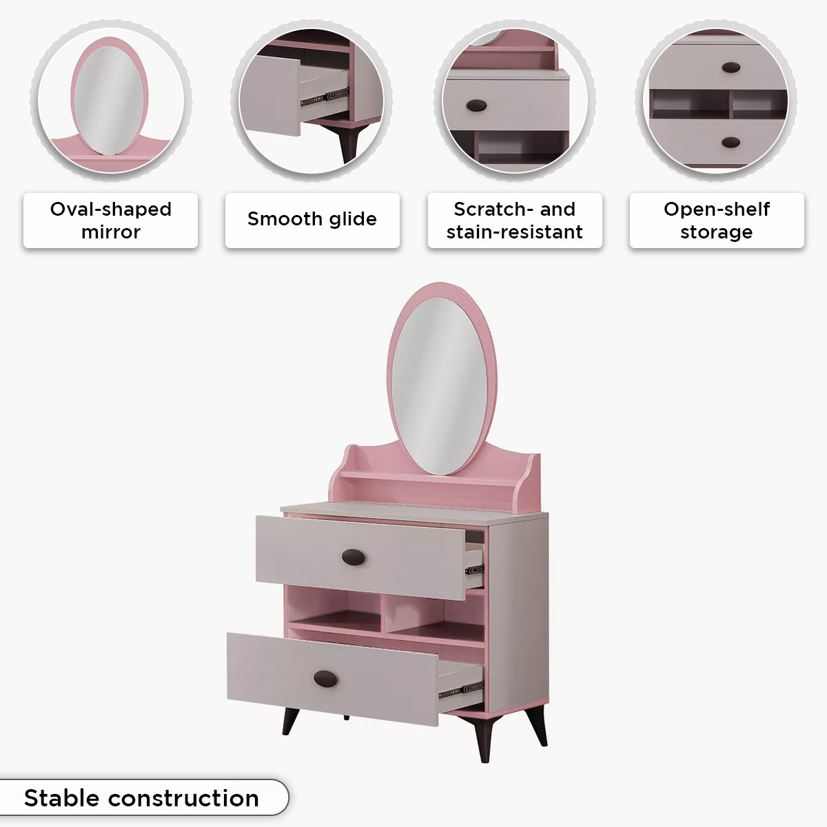 Maybelle 2-Drawer Dresser with Mirror and Open Shelves-hbxfurniture-kidsroom-kidsdressersandmirrors-image-6