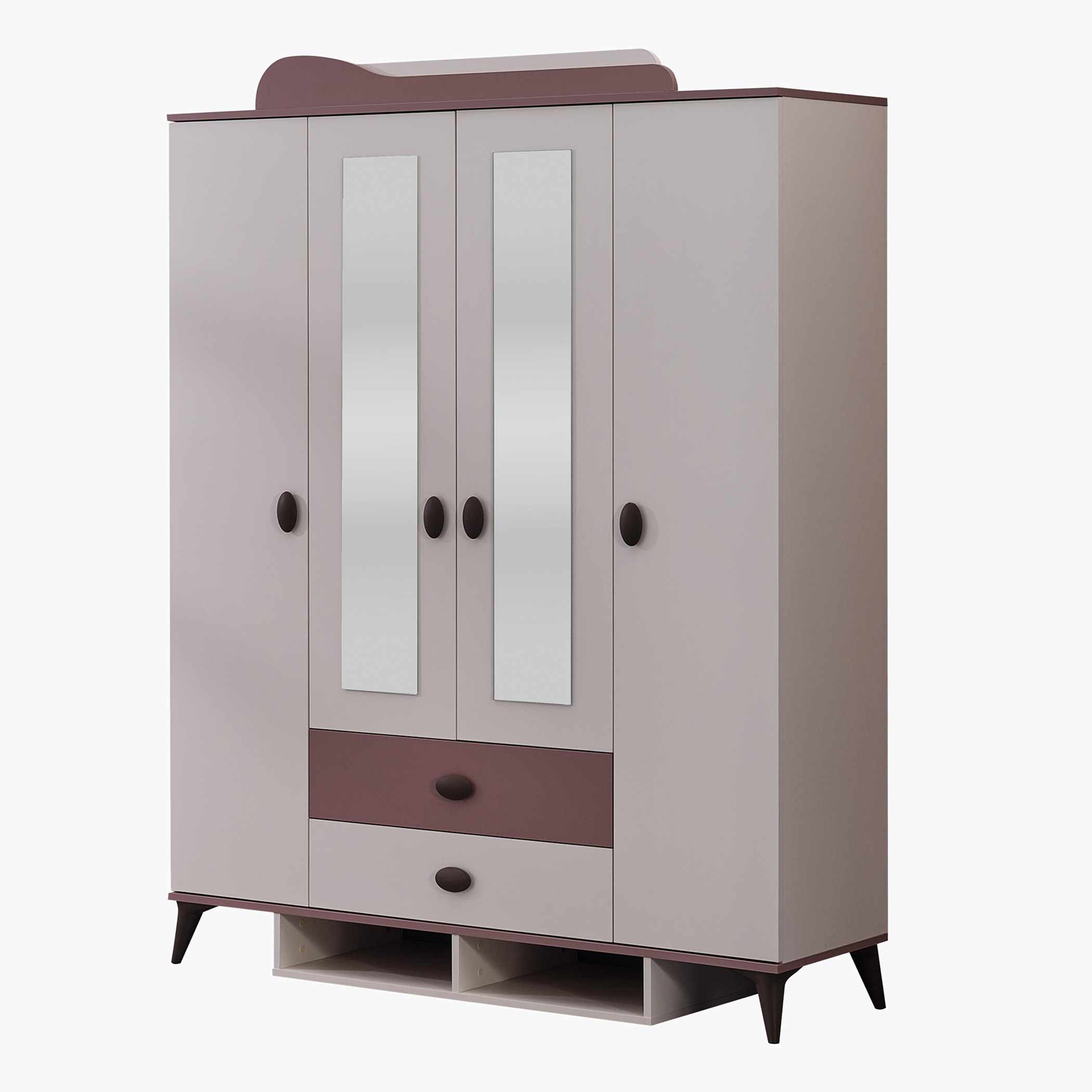 Maybelle 4-Door Wardrobe with 2 Drawers and 2 Mirrors-hbxfurniture-wardrobes-image-3