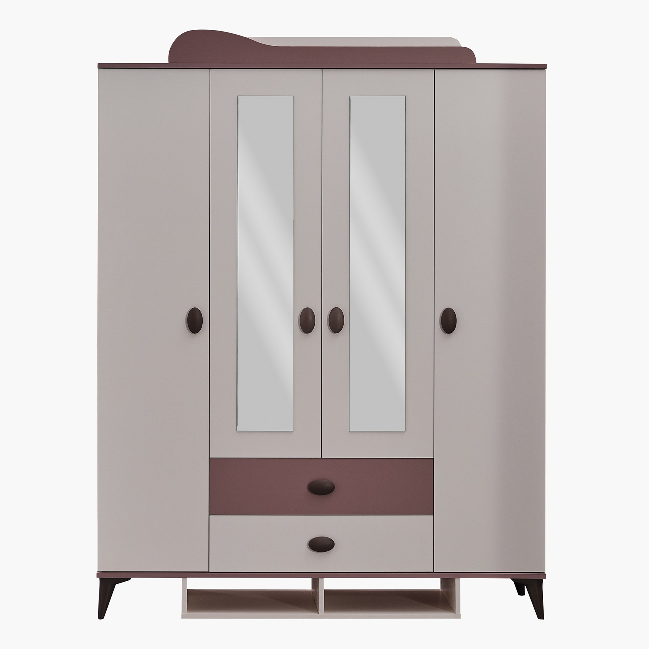 Maybelle 4-Door Wardrobe with 2 Drawers and 2 Mirrors-hbxfurniture-wardrobes-image-4