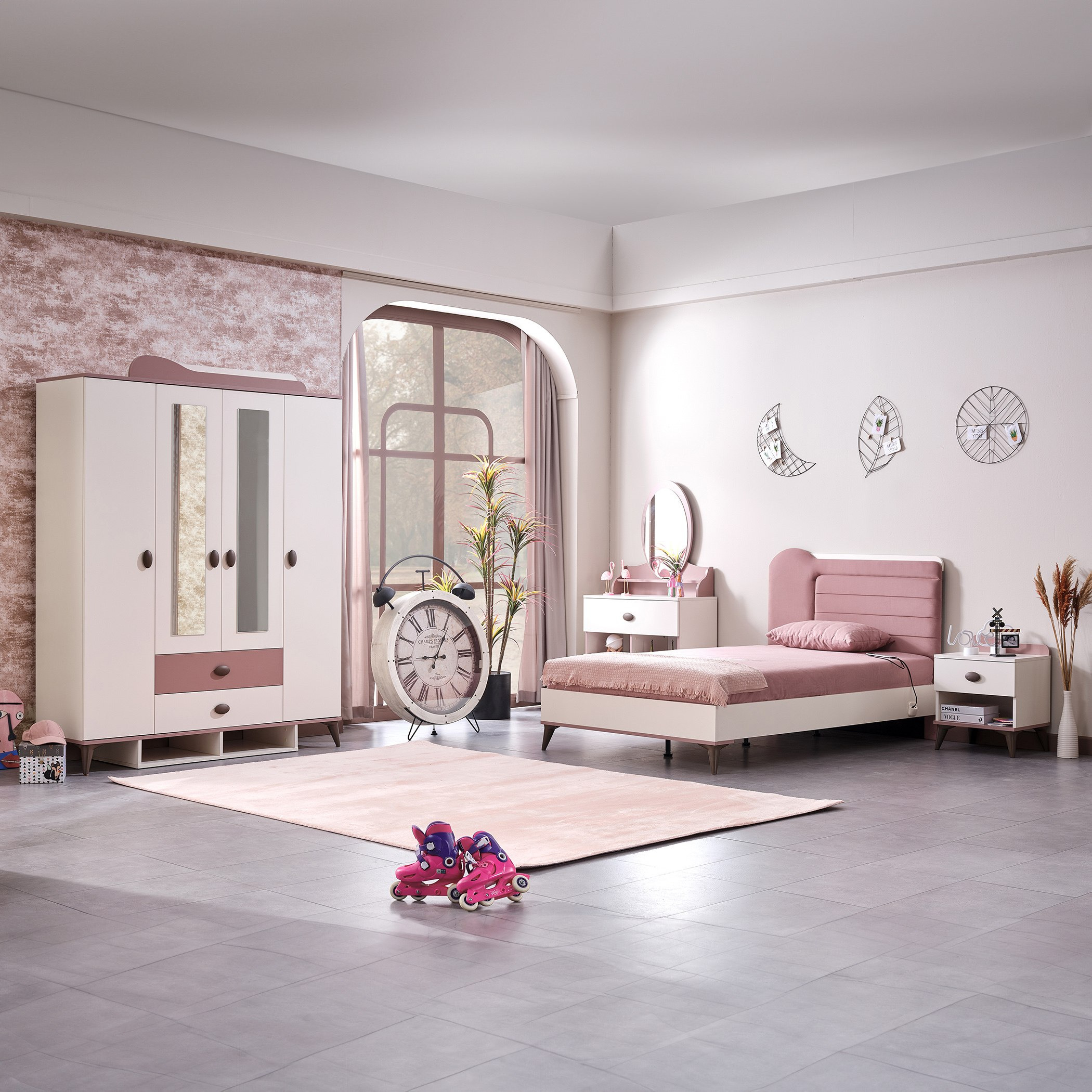 Maybelle 4-Door Wardrobe with 2 Drawers and 2 Mirrors-hbxfurniture-wardrobes-image-13