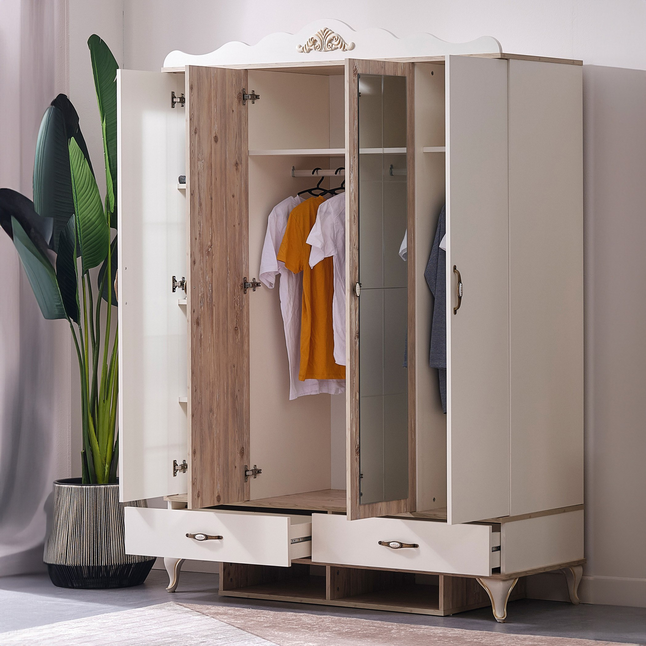 Meadow 4-Door Wardrobe with 2-Drawers and 2-Mirrors-hbxfurniture-wardrobes-image-8