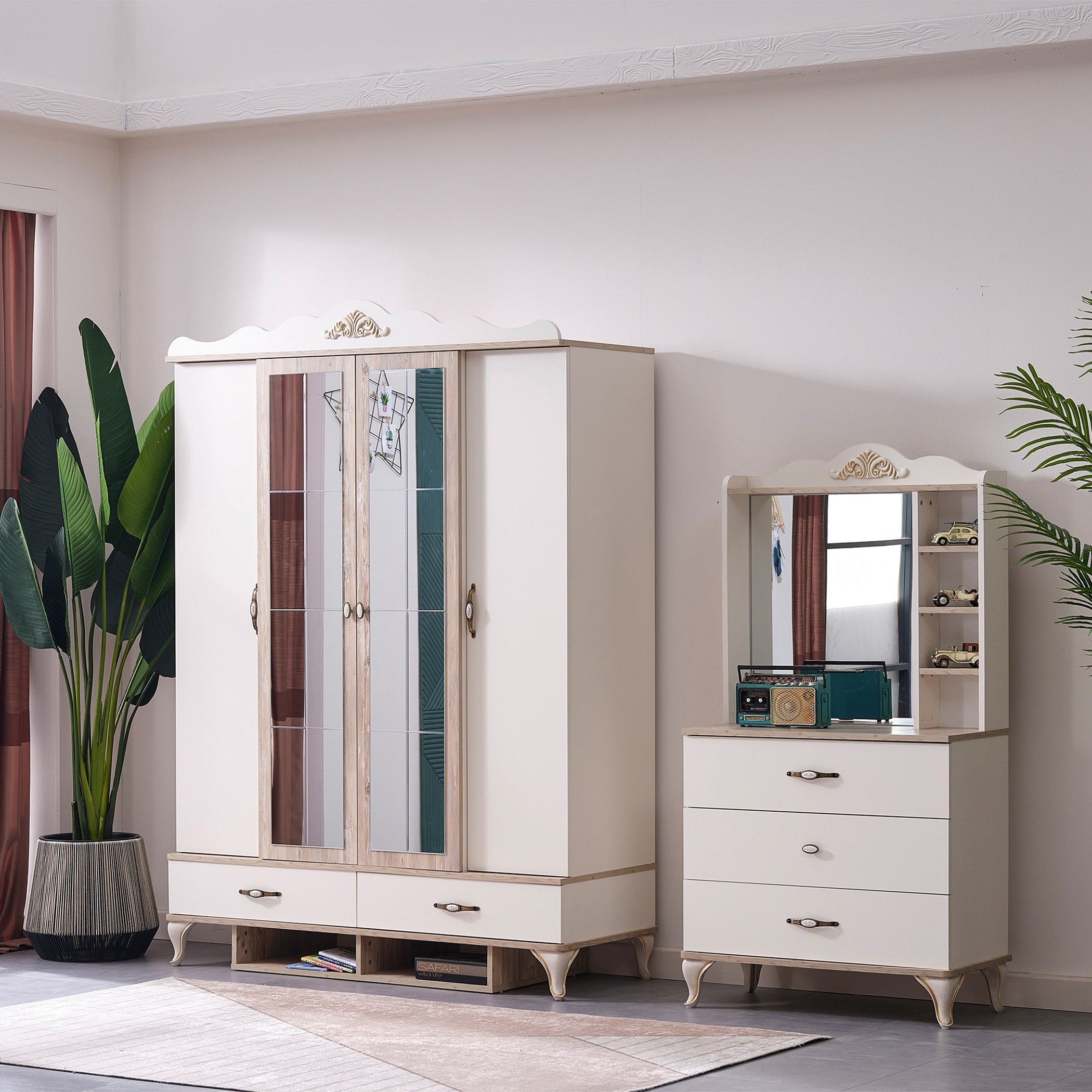 Meadow 4-Door Wardrobe with 2-Drawers and 2-Mirrors-hbxfurniture-wardrobes-image-9