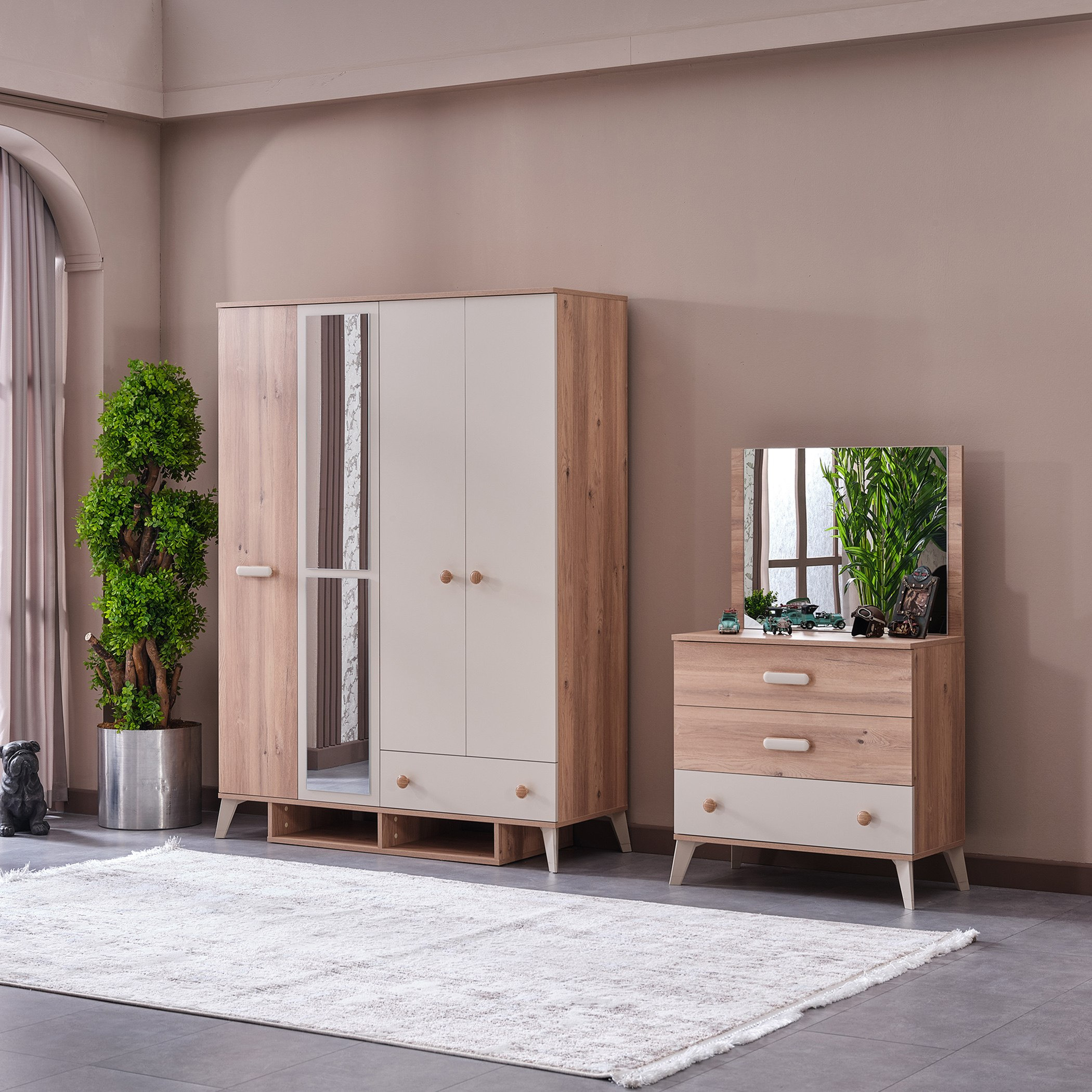 خزانة ملابس 4 أبواب مع درج ومرآة - نابولي من موڤو-hbxfurniture-wardrobes-image-10