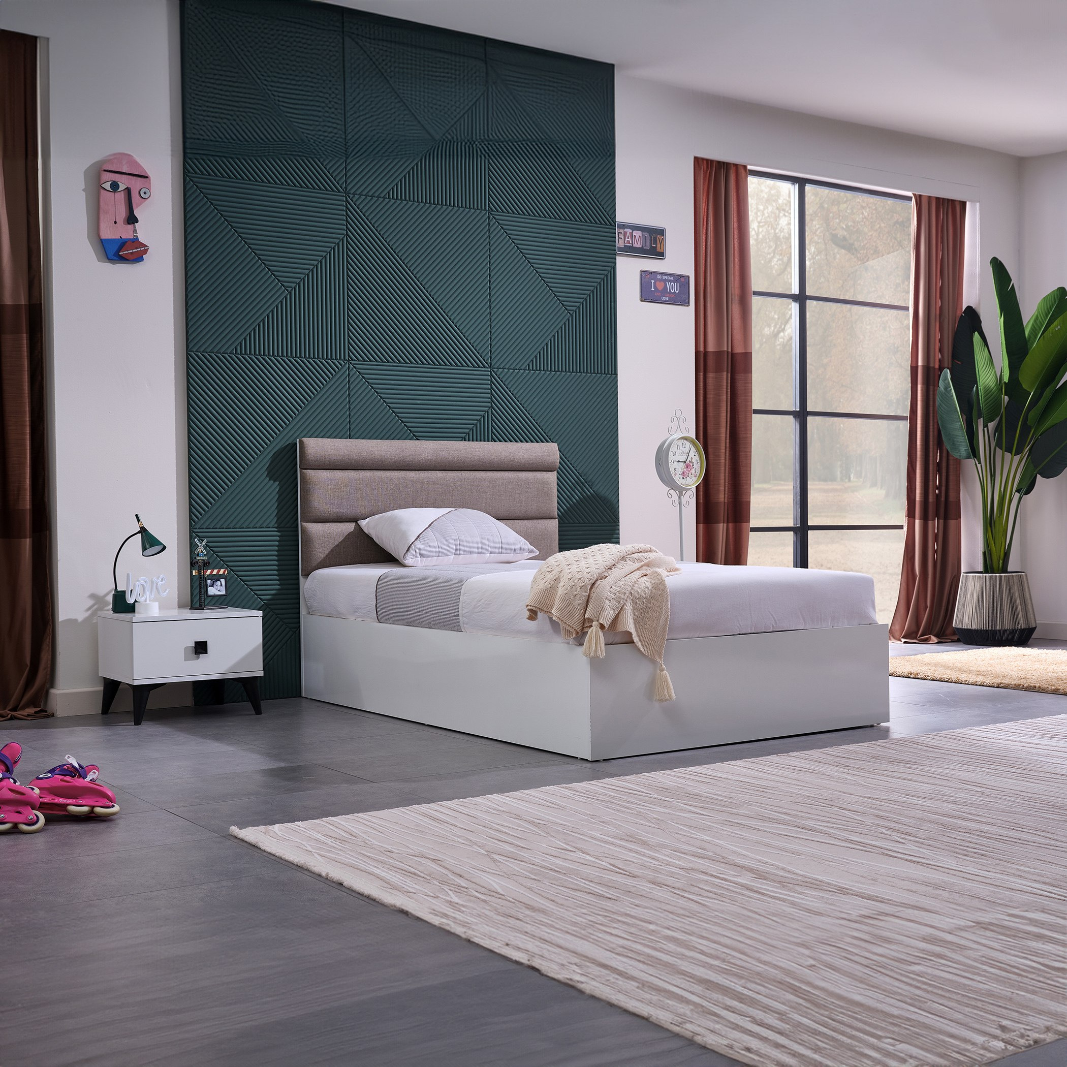 Star Smart Twin Bed with Upholstered Headboard - 120x200 cm-hbxbedroom-bedsandbedsets-beds-twin-image-16