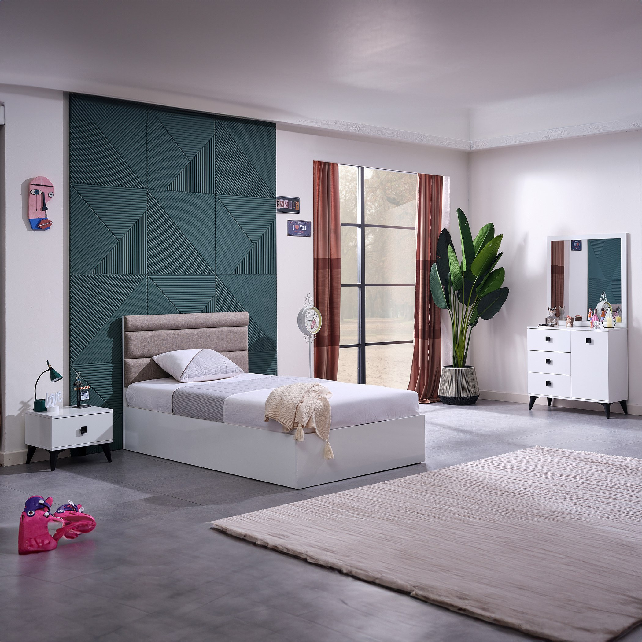 Star Smart Twin Bed with Upholstered Headboard - 120x200 cm-hbxbedroom-bedsandbedsets-beds-twin-image-17