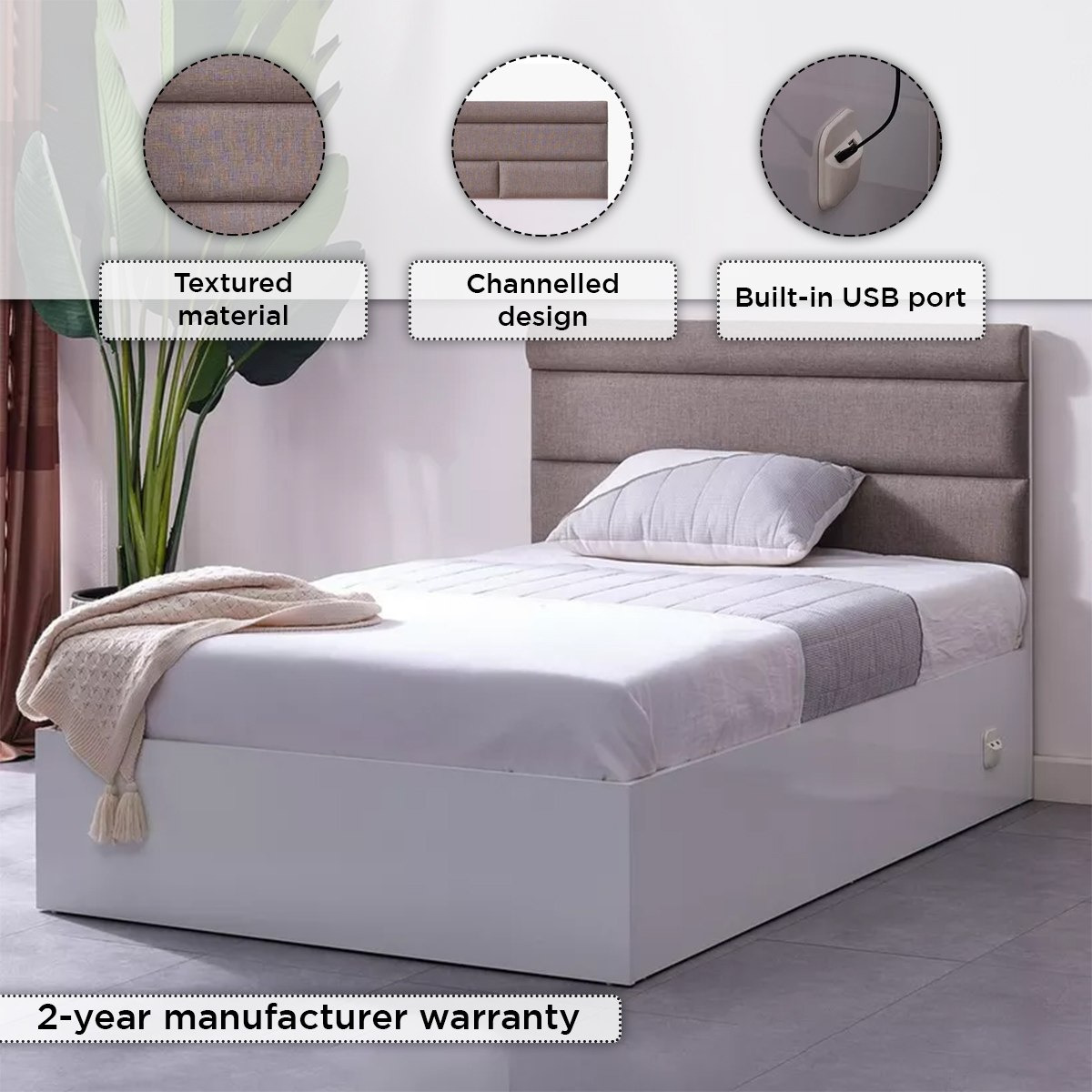 Star Smart Twin Bed with Upholstered Headboard - 120x200 cm-hbxbedroom-bedsandbedsets-beds-twin-image-5