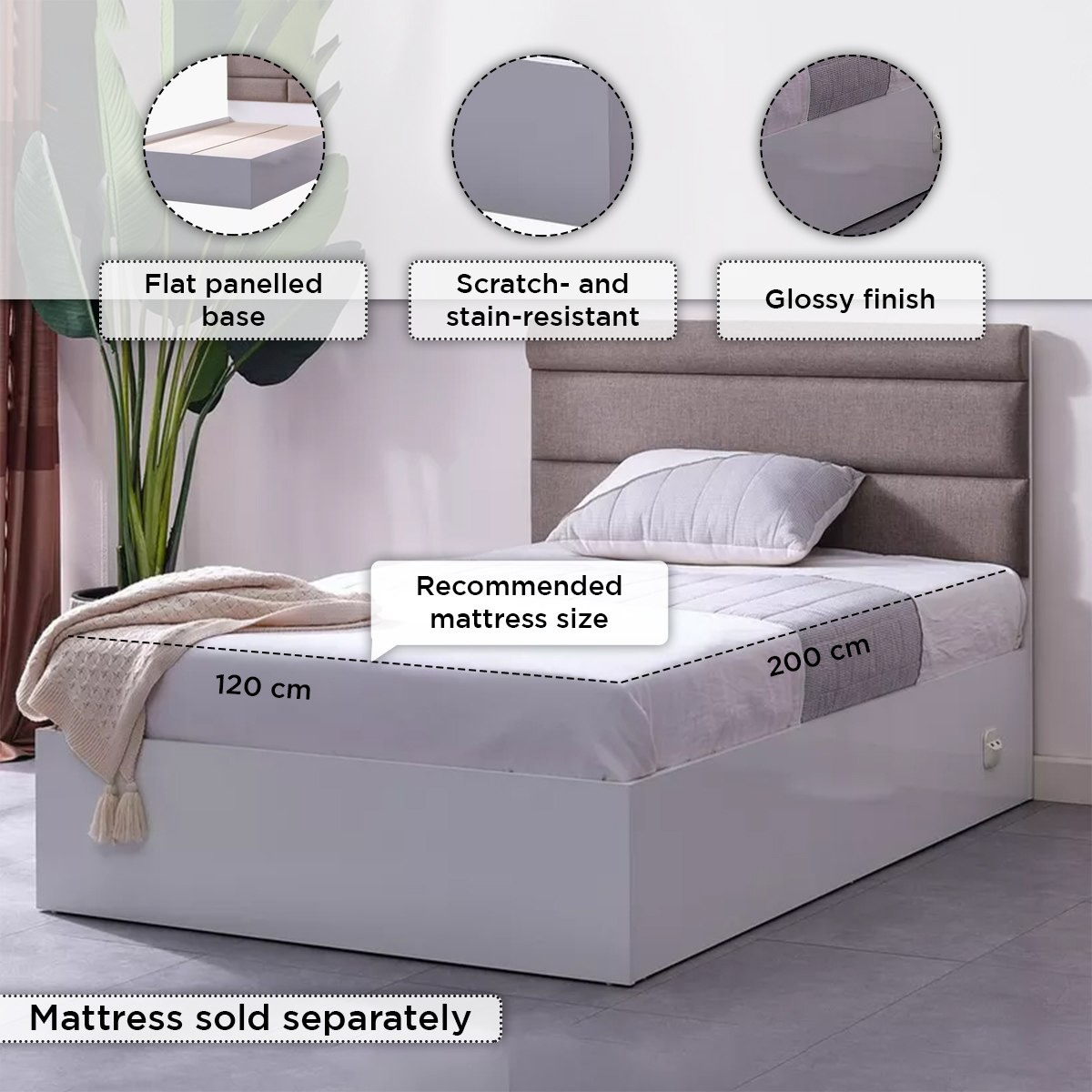 Star Smart Twin Bed with Upholstered Headboard - 120x200 cm-hbxbedroom-bedsandbedsets-beds-twin-image-7