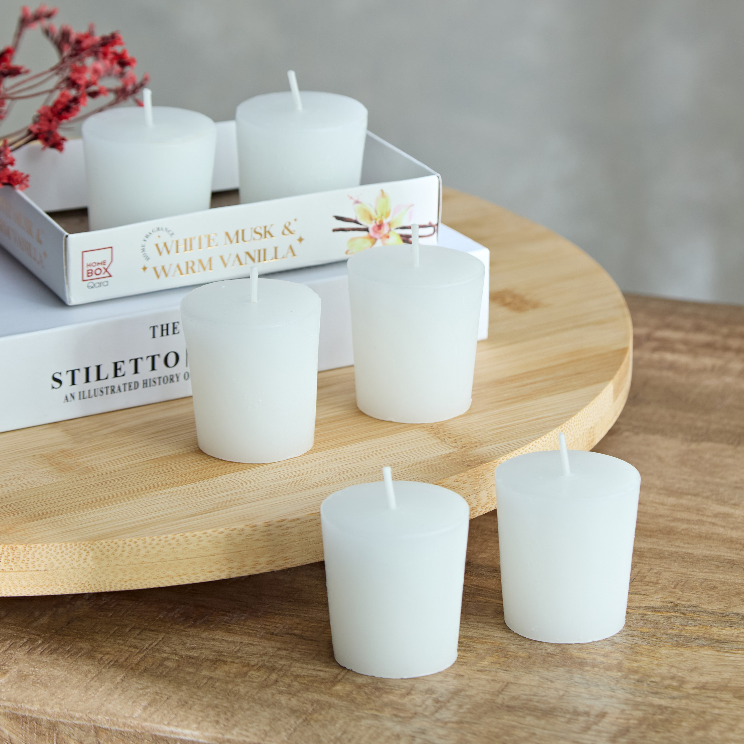 طقم شموع فوتيف 6 قطع بالمسك الأبيض والفانيليا الدافئة من قارا - 48 جم-hbxlivingroom-decorandaccessories-candles-image-1