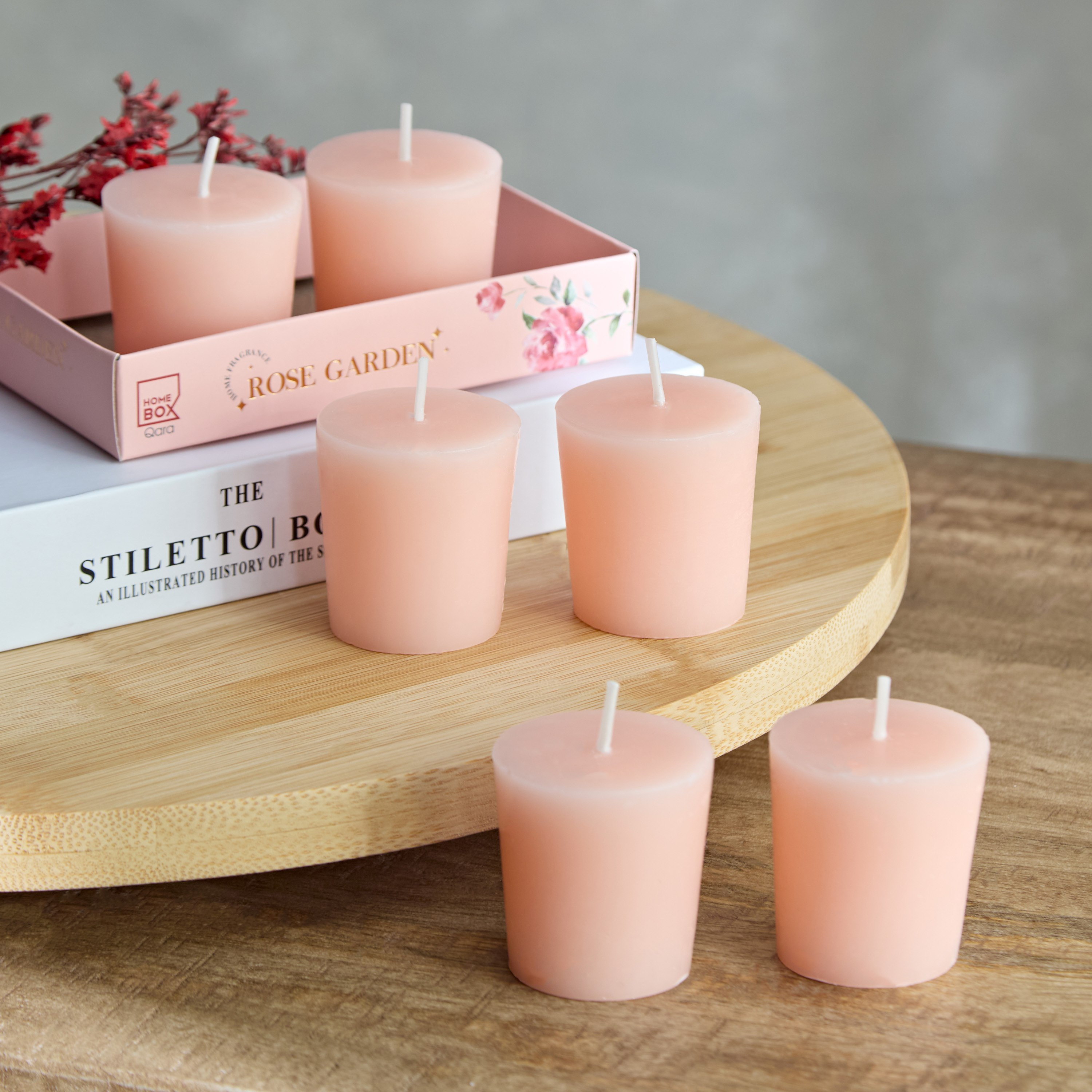 مجموعة شموع 6 قطع روز جاردن من قارا - 48 جم-hbxlivingroom-decorandaccessories-candles-image-1
