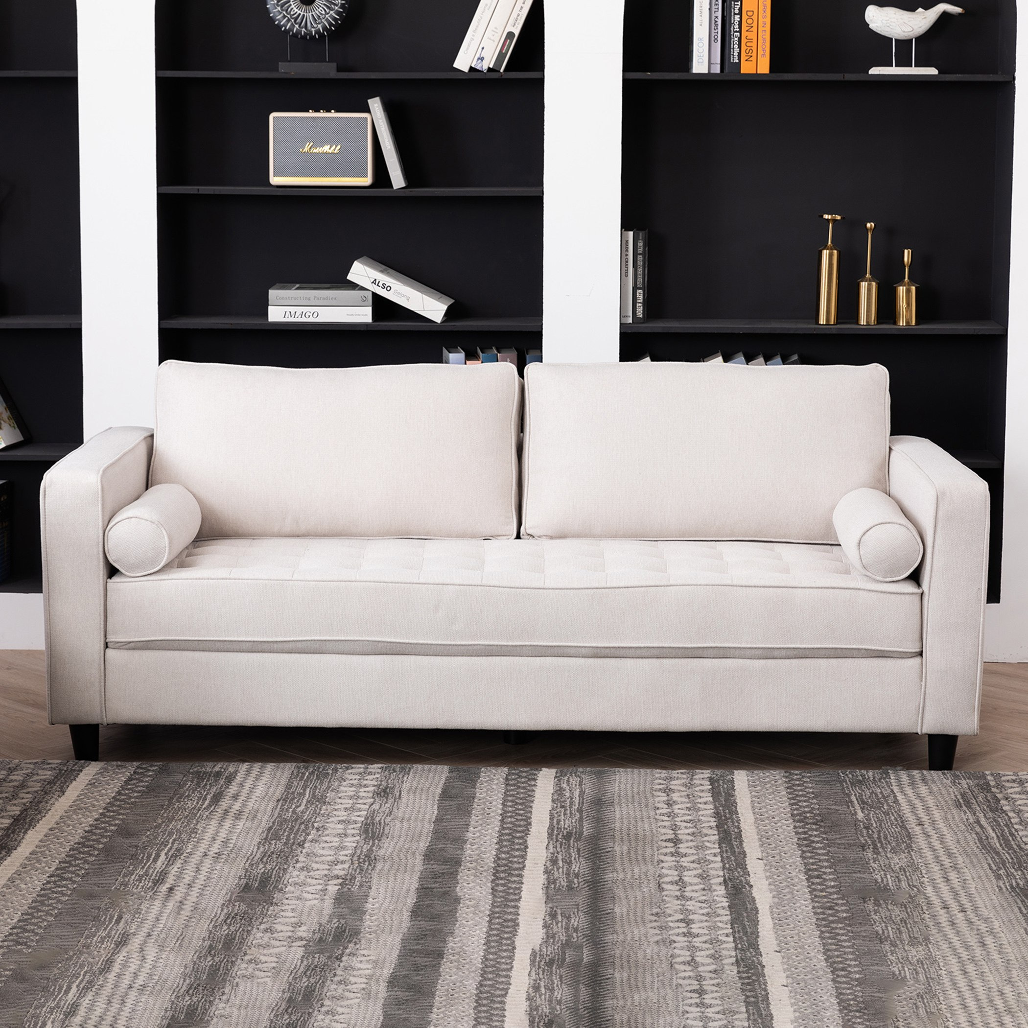 كنبة قماش 3 مقاعد مع 2 وسادة مستديرة من كينزي-hbxlivingroom-sofasandarmchairs-sofas-image-2
