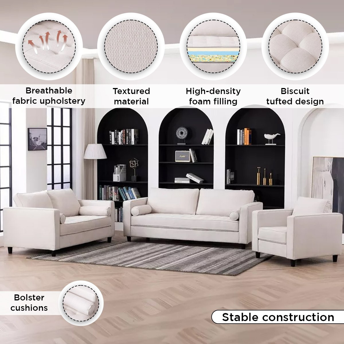 كنبة قماش 3 مقاعد مع 2 وسادة مستديرة من كينزي-hbxlivingroom-sofasandarmchairs-sofas-image-5