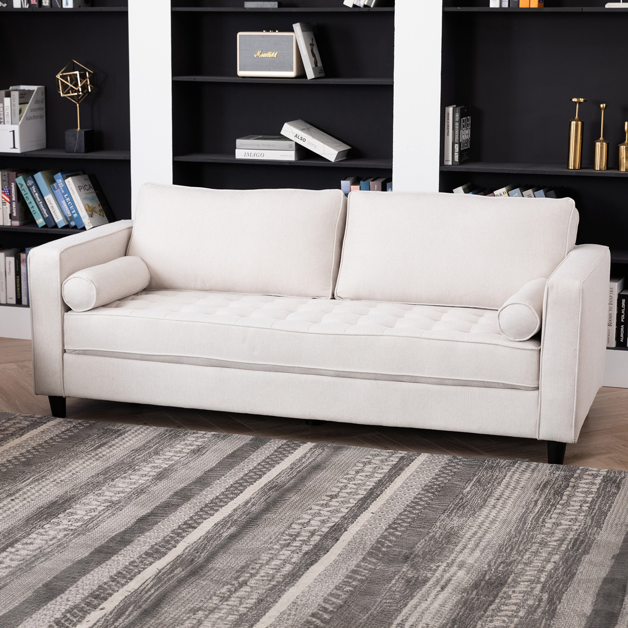 كنبة قماش 3 مقاعد مع 2 وسادة مستديرة من كينزي-hbxlivingroom-sofasandarmchairs-sofas-image-1
