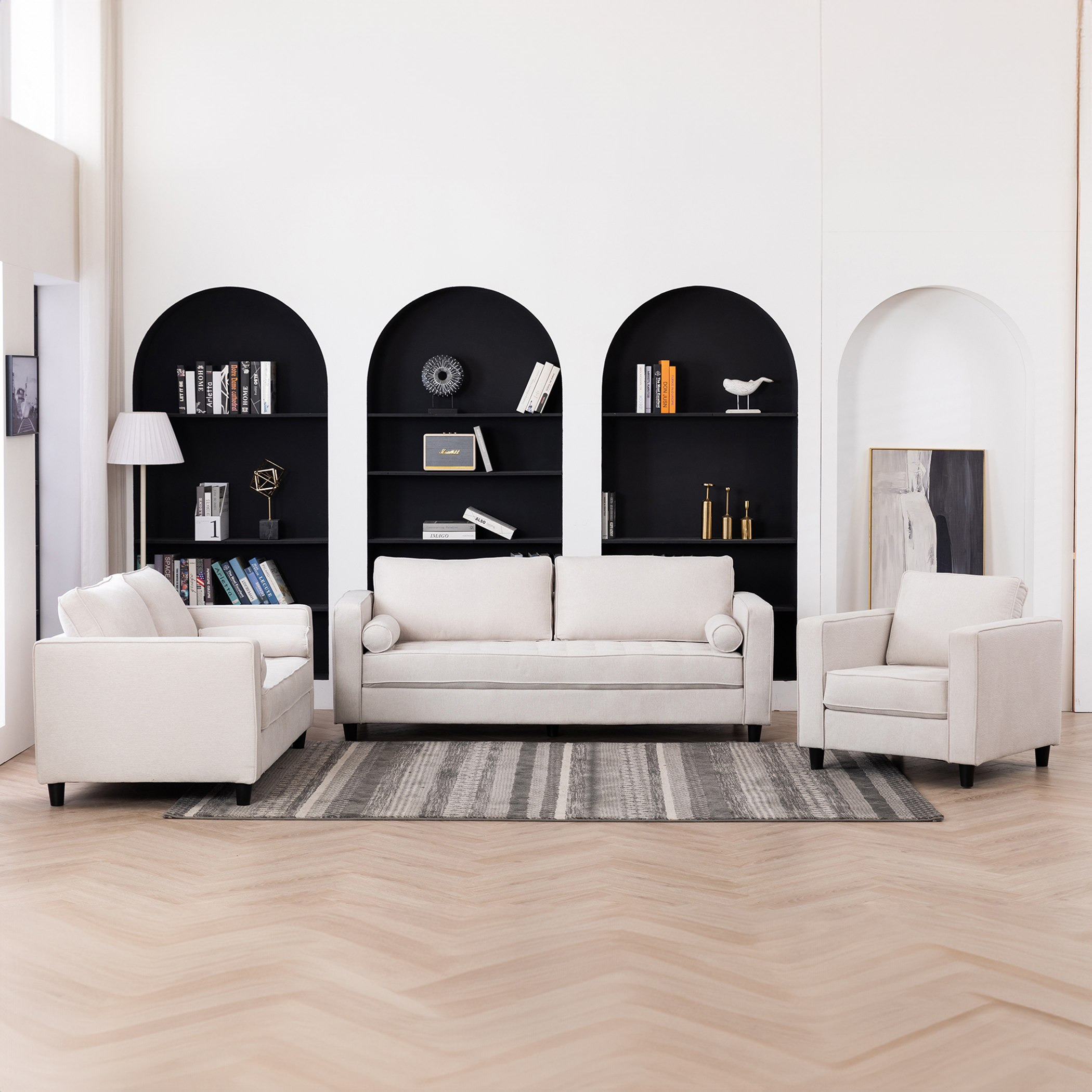 كنبة قماش مقعدين مع 2 وسادة مستديرة من كينزي-hbxlivingroom-sofasandarmchairs-sofas-image-17