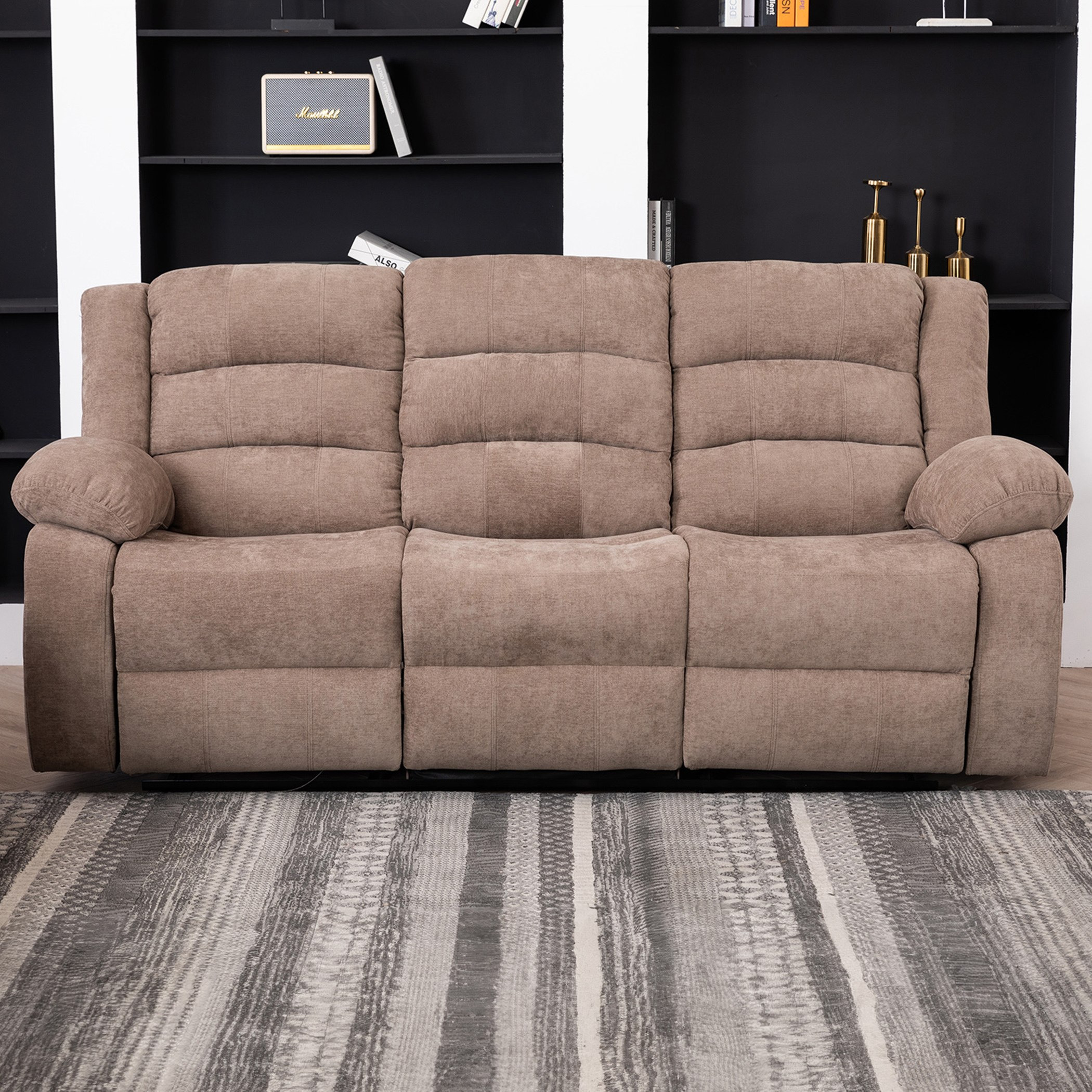 كنبة استرخاء قماش 3 مقاعد مع طاولة منسدلة من كوستواي-hbxlivingroom-sofasandarmchairs-sofas-image-2