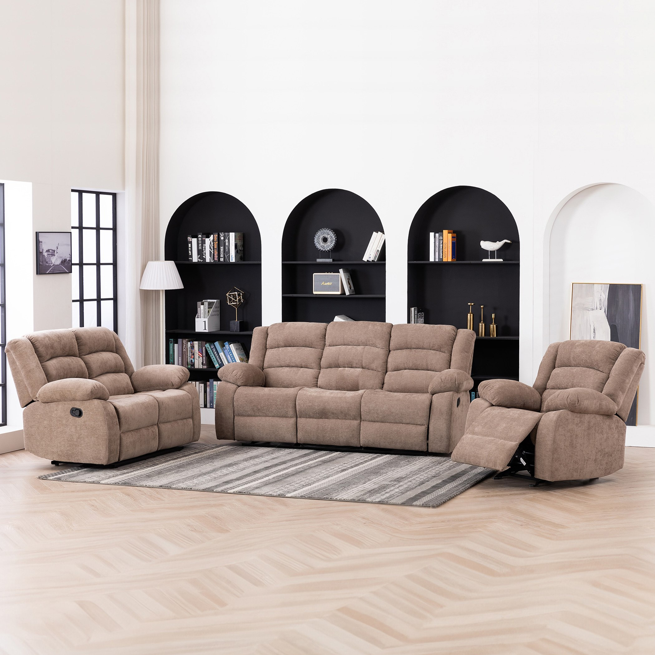 كنبة استرخاء قماش 3 مقاعد مع طاولة منسدلة من كوستواي-hbxlivingroom-sofasandarmchairs-sofas-image-13