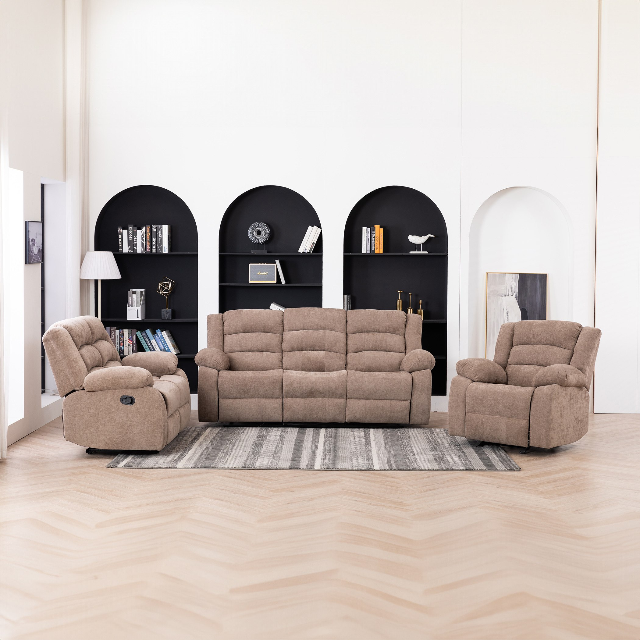 كنبة استرخاء قماش 3 مقاعد مع طاولة منسدلة من كوستواي-hbxlivingroom-sofasandarmchairs-sofas-image-16