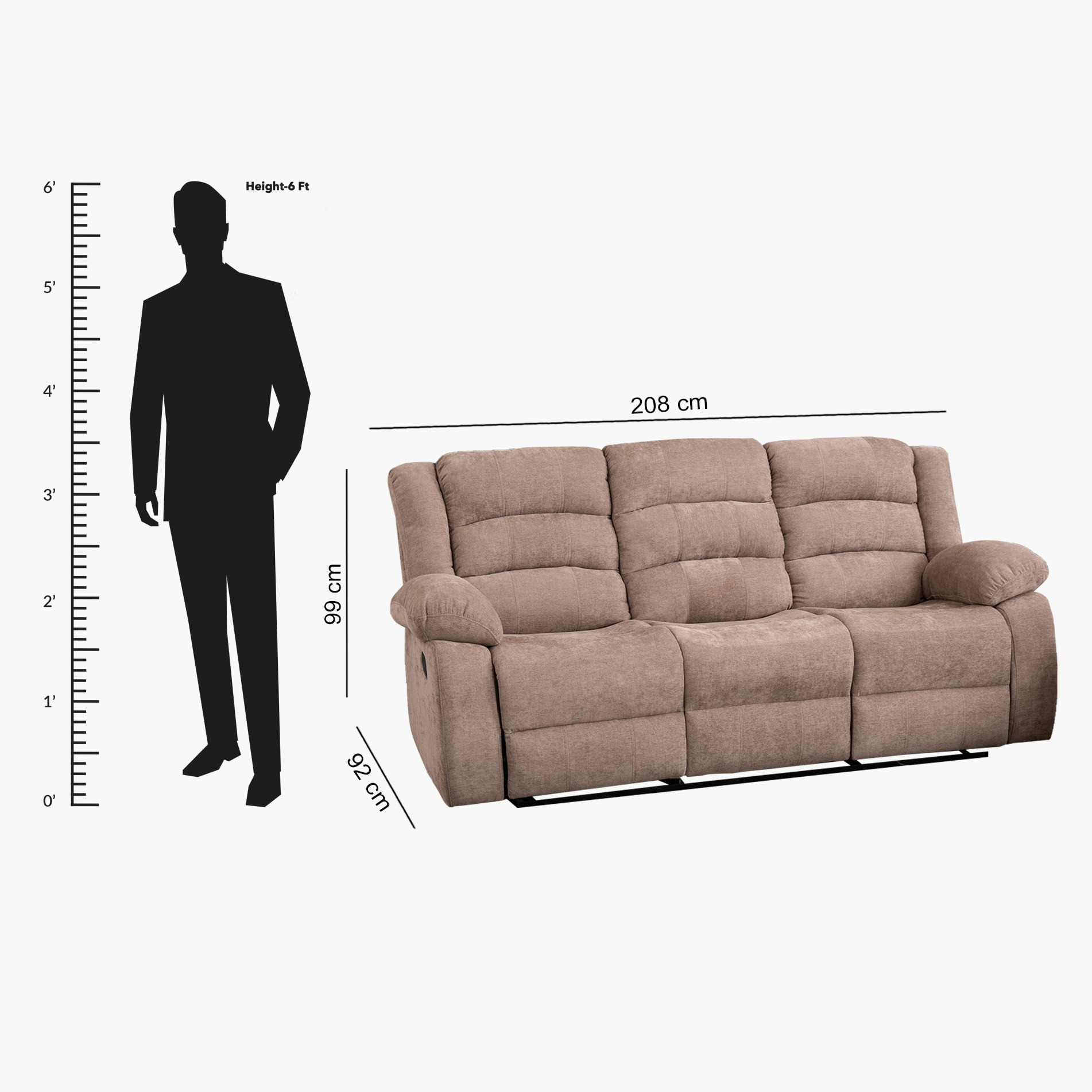كنبة استرخاء قماش 3 مقاعد مع طاولة منسدلة من كوستواي-hbxlivingroom-sofasandarmchairs-sofas-image-17