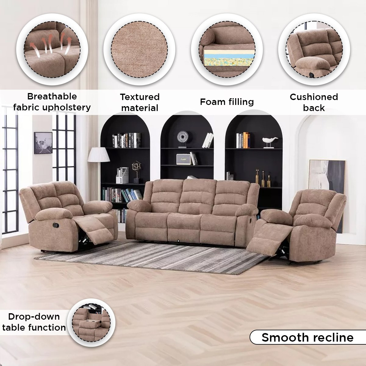كنبة استرخاء قماش 3 مقاعد مع طاولة منسدلة من كوستواي-hbxlivingroom-sofasandarmchairs-sofas-image-5