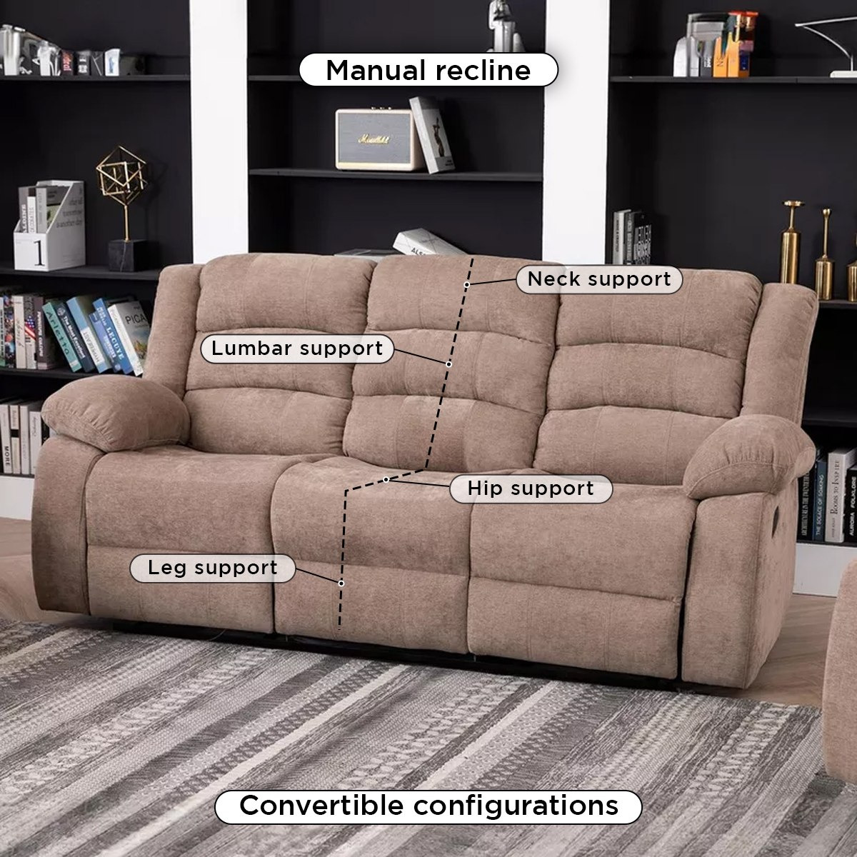 كنبة استرخاء قماش 3 مقاعد مع طاولة منسدلة من كوستواي-hbxlivingroom-sofasandarmchairs-sofas-image-6