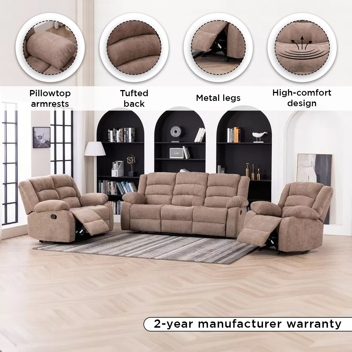 كنبة استرخاء قماش مقعدين من كوستواي-hbxlivingroom-sofasandarmchairs-sofas-image-4