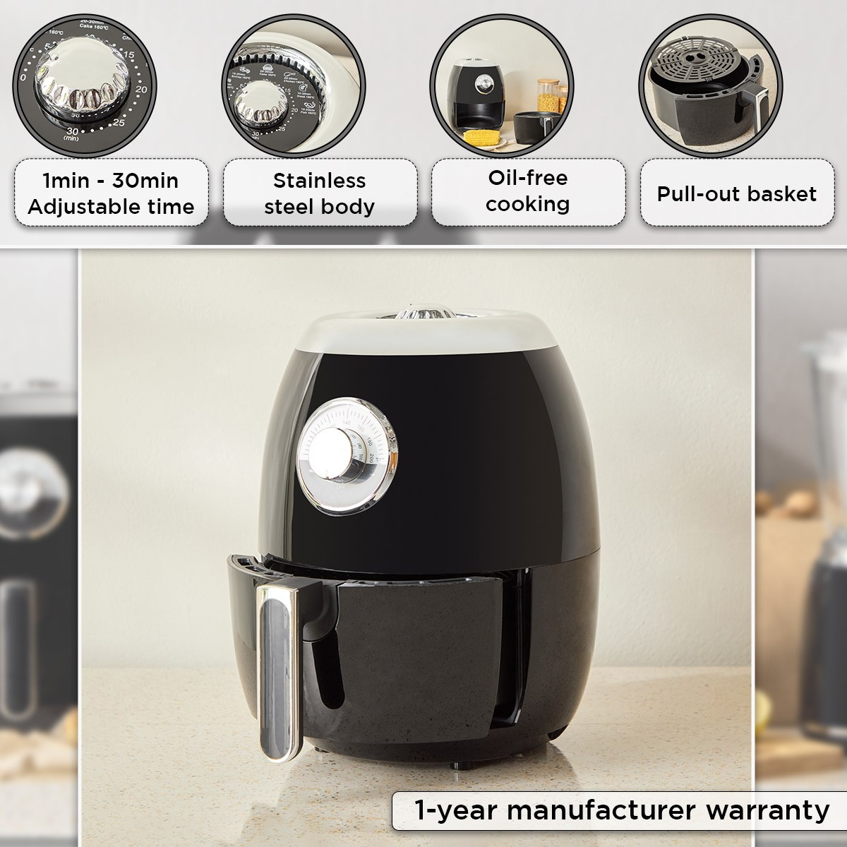 مقلاة هوائية رقمية بقوة 1500 واط من إلكت - 3.5 لتر-hbxhomeware-hbxkitchen-image-4