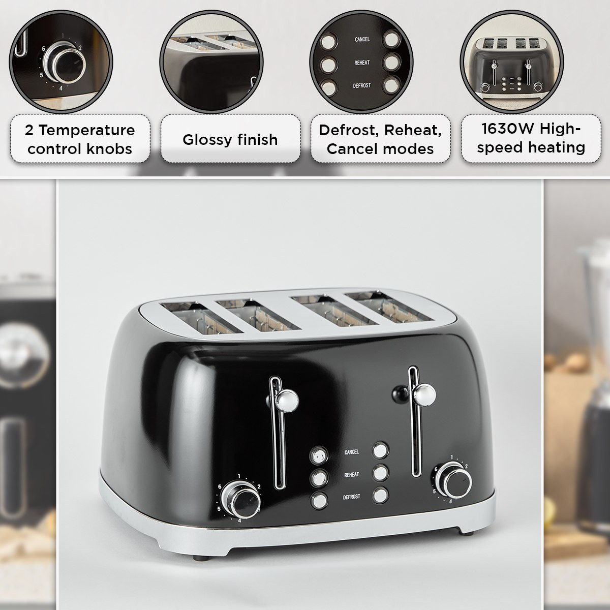 Elekt 4 Slice Toaster 1630 W