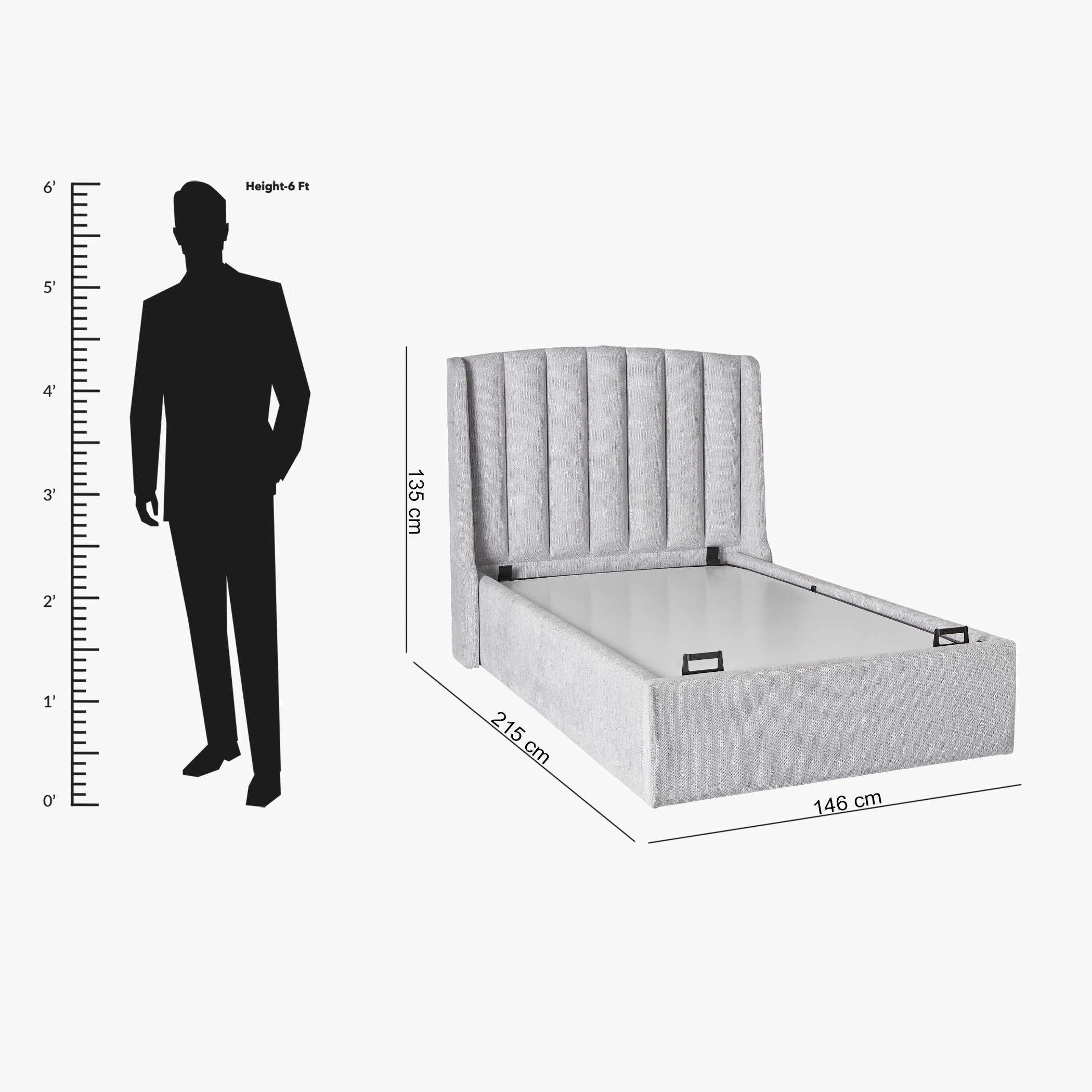 Movo Maine Lewis Hydraulic Storage Twin Upholstered Bed - 120x200 cm-hbxbedroom-bedsandbedsets-upholsteredbeds-twin-image-15