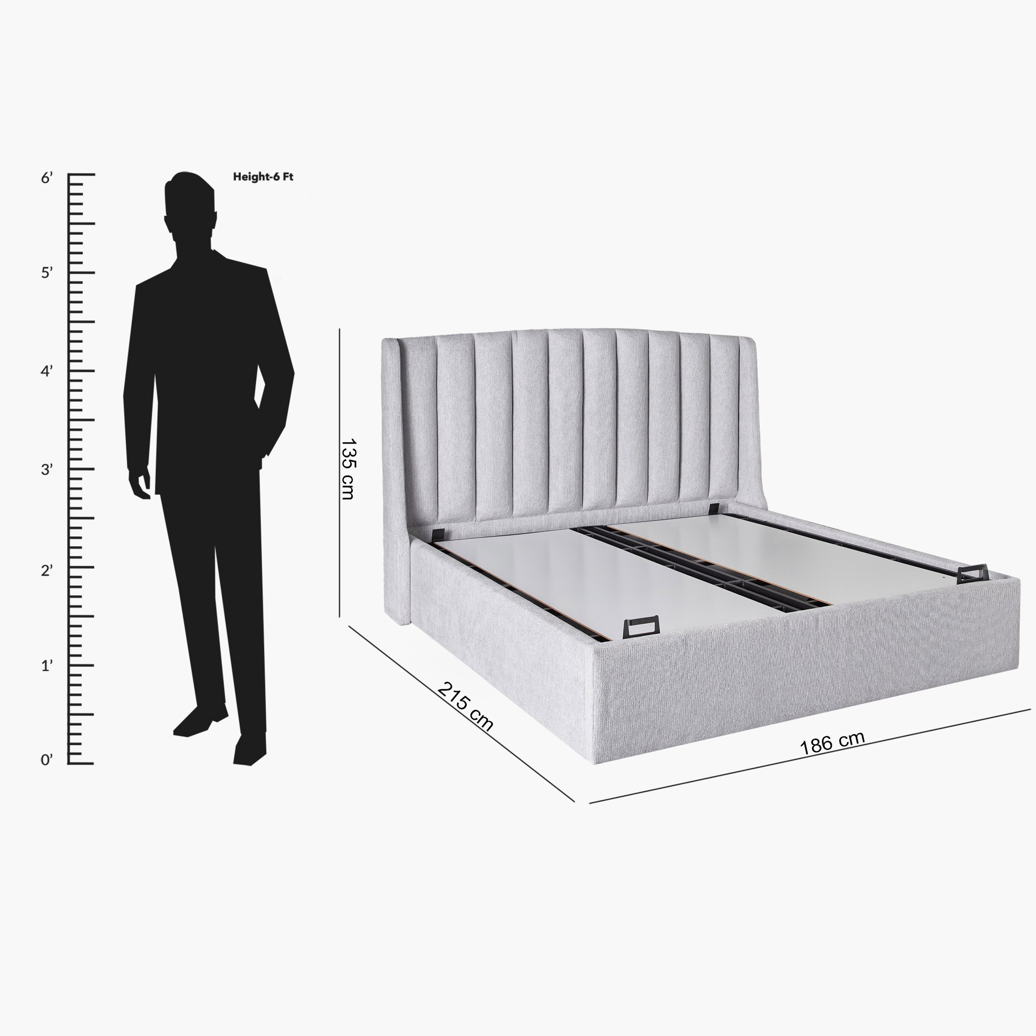 Movo Maine Lewis Hydraulic Storage Upholstered Queen Bed - 160x200 cm-hbxbedroom-bedsandbedsets-beds-queen-image-15