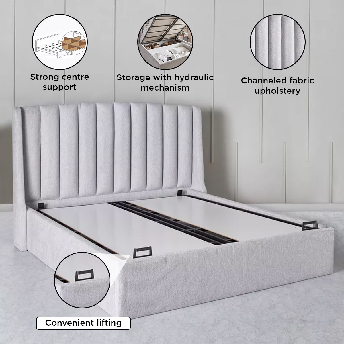 Movo Maine Lewis Hydraulic Storage Upholstered Queen Bed - 160x200 cm-hbxbedroom-bedsandbedsets-beds-queen-image-7