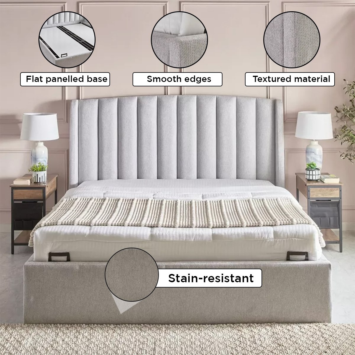 Movo Maine Lewis Upholstered King Bed with Hydraulic Storage - 180x200 cm-PROMO_HB_UAE_HBX10_250526-image-6