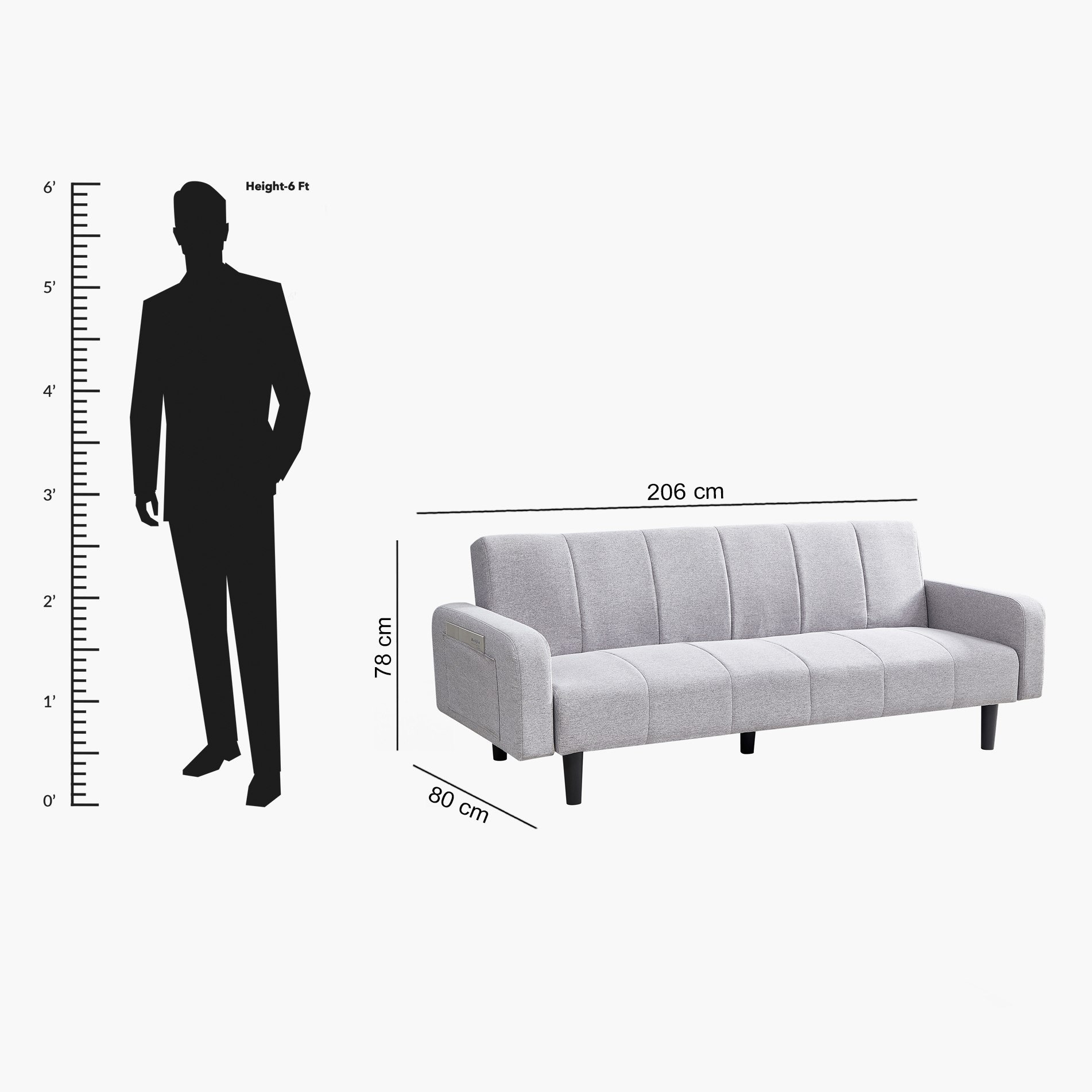 Rome 3-Seater Fabric Sofa Bed with Side Pocket-hbxfurniture-sofasandarmchairs-sofabeds-image-23