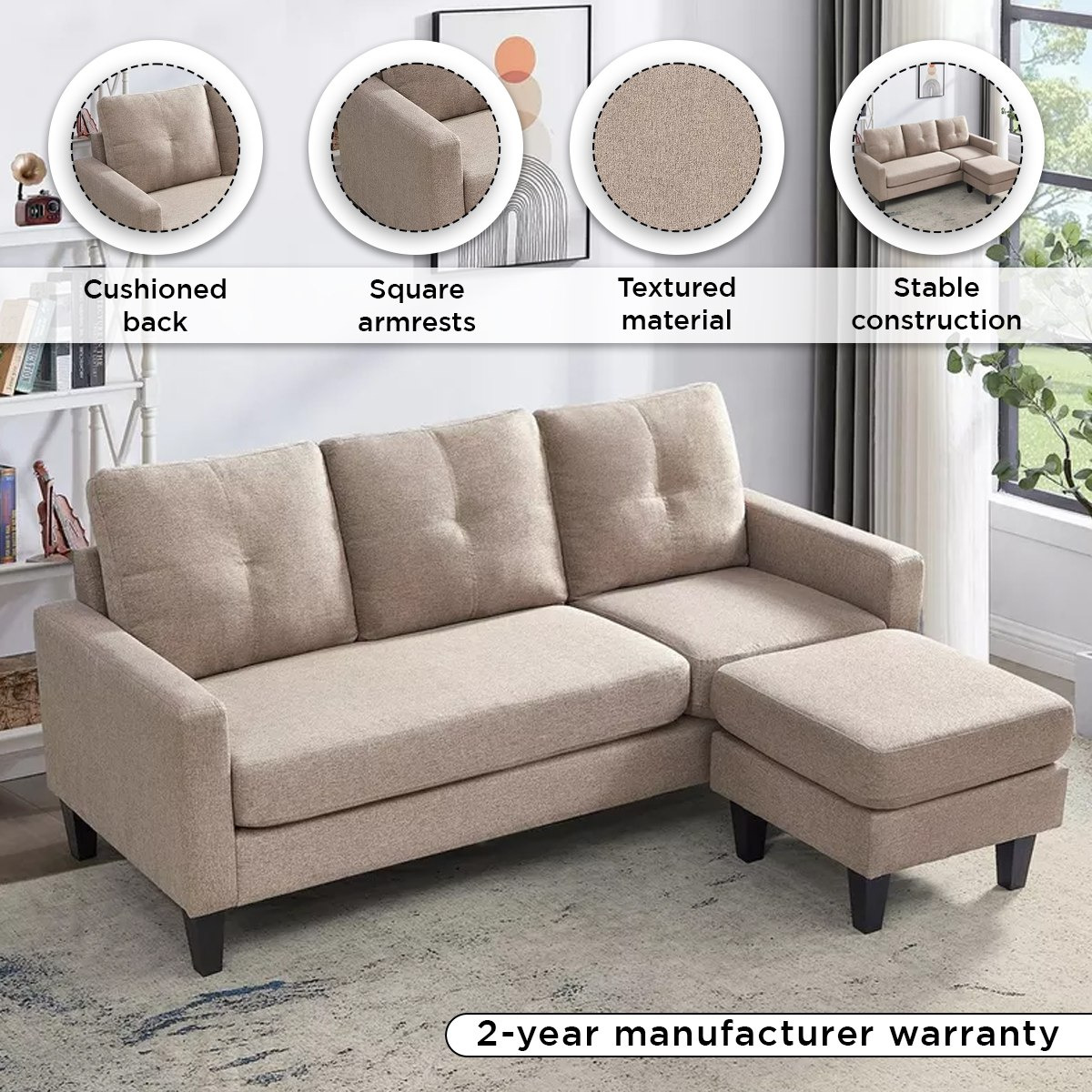 كنبة ركنية قماش قابلة للعكس 3 مقاعد - سافاير-hbxlivingroom-sofasandarmchairs-cornersofas-image-8