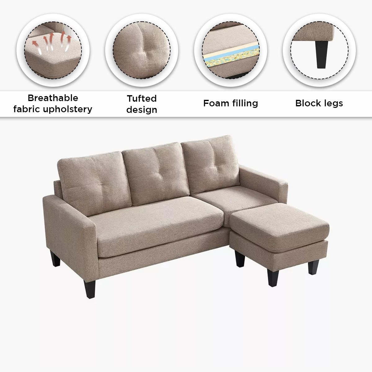 كنبة ركنية قماش قابلة للعكس 3 مقاعد - سافاير-hbxlivingroom-sofasandarmchairs-cornersofas-image-9