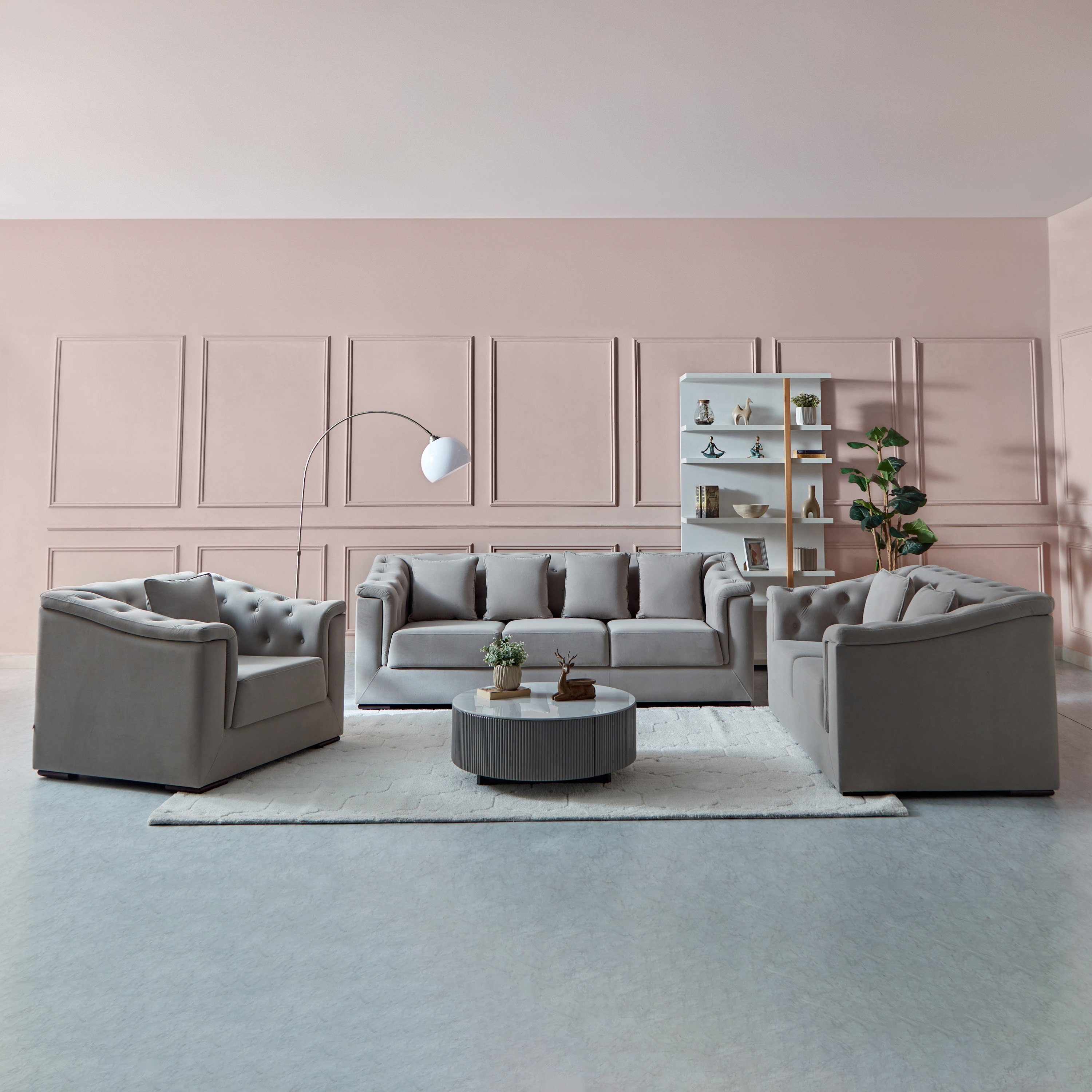 Cinderella 3-Seater Velvet Fabric Sofa with 4 Cushions-hbxlivingroom-sofasandarmchairs-sofas-image-8