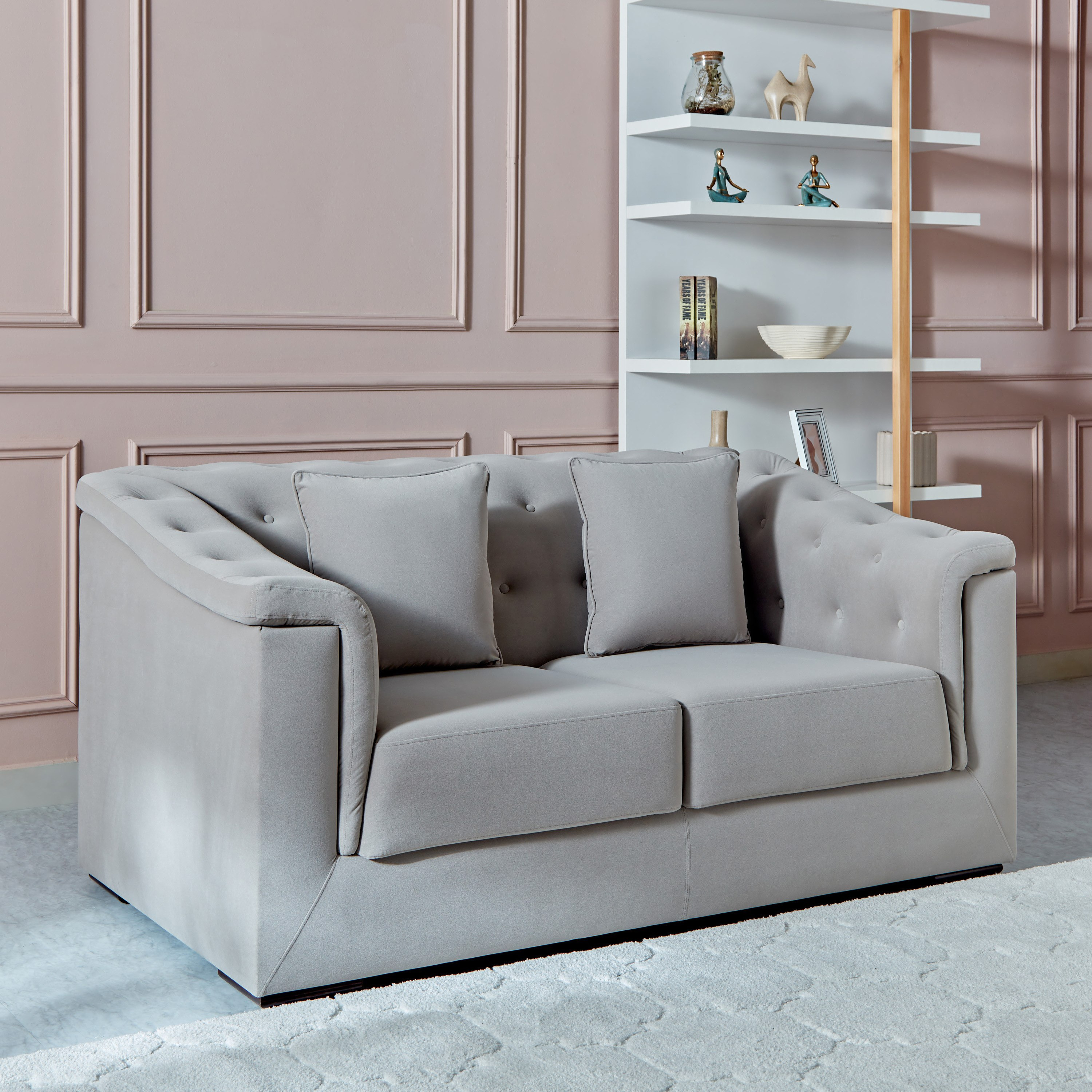 كنبة قماش مخملية بمقعدين مع وسادتين من سندريلا-hbxlivingroom-sofasandarmchairs-sofas-image-1