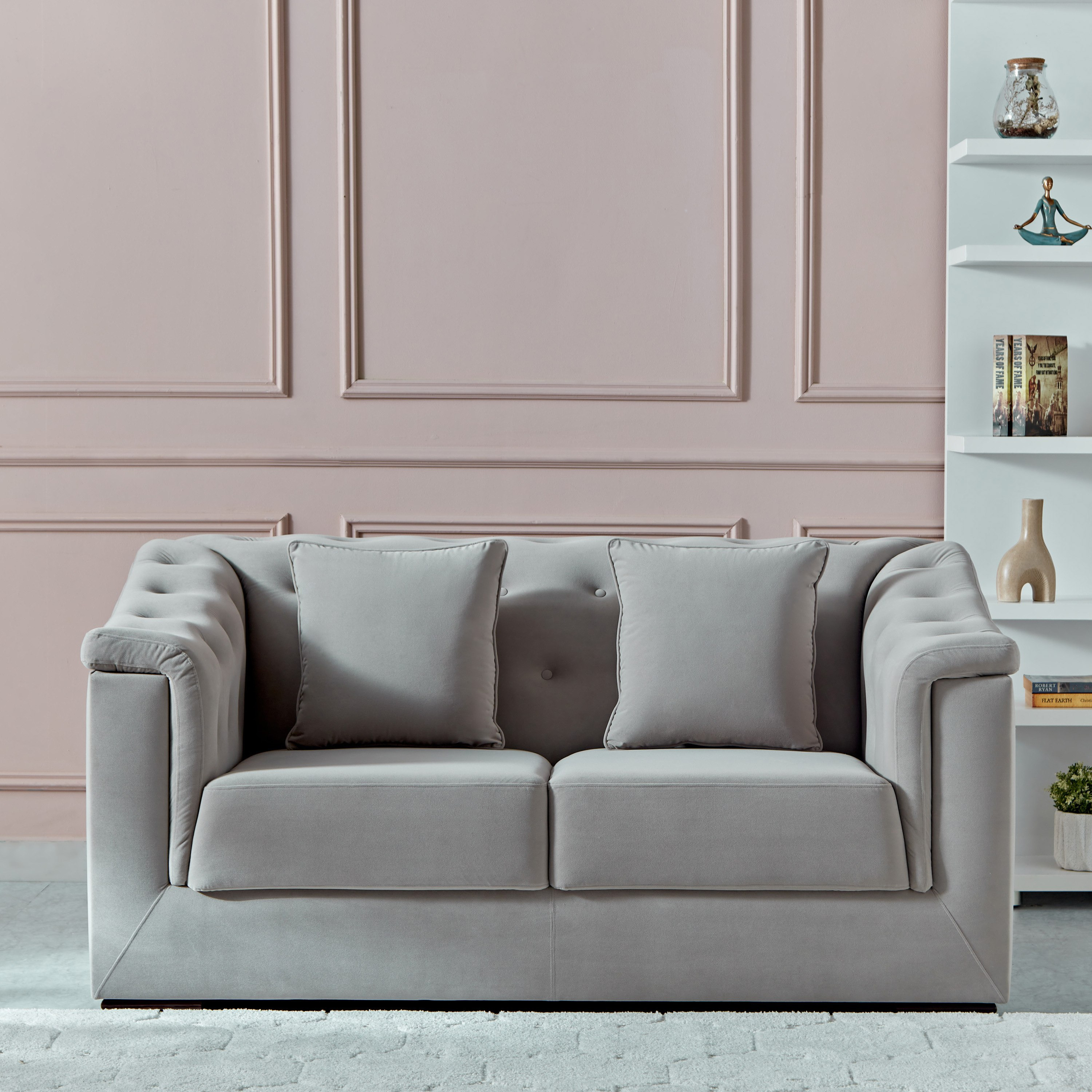 كنبة قماش مخملية بمقعدين مع وسادتين من سندريلا-hbxlivingroom-sofasandarmchairs-sofas-image-2