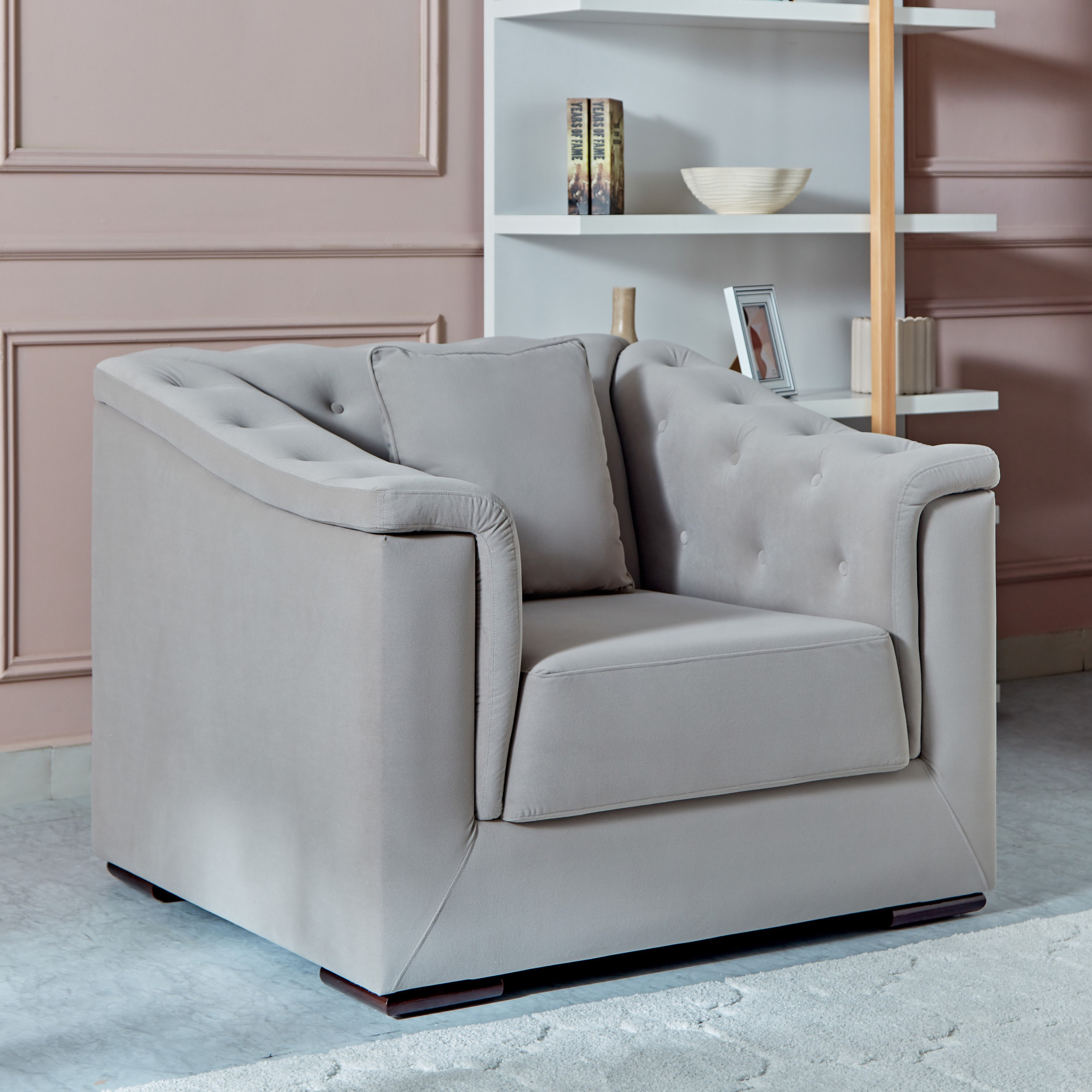 Cinderella Velvet Armchair Sofa with Cushion-hbxlivingroom-sofasandarmchairs-sofas-image-1