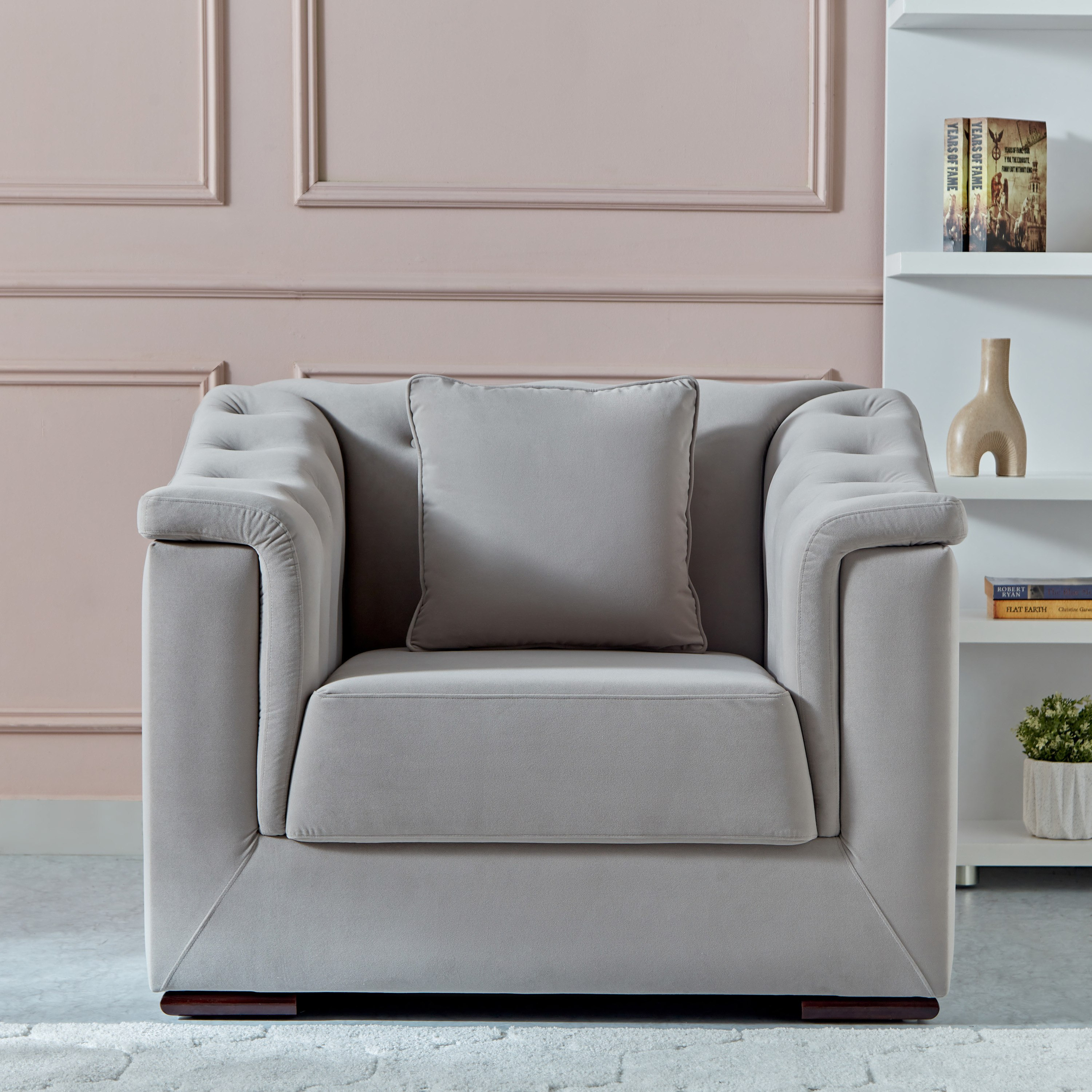 Cinderella Velvet Armchair Sofa with Cushion-hbxlivingroom-sofasandarmchairs-sofas-image-2