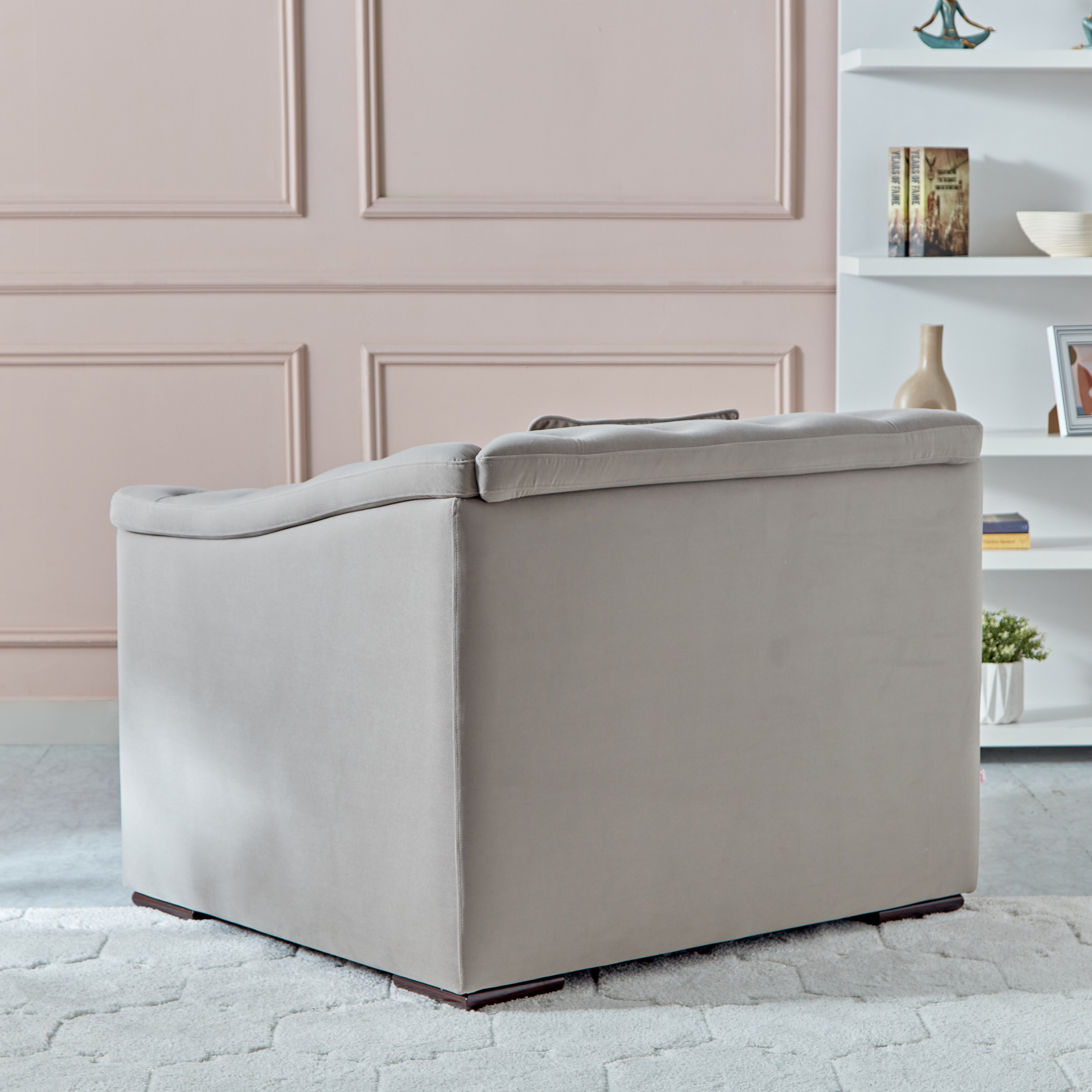 Cinderella Velvet Armchair Sofa with Cushion-hbxlivingroom-sofasandarmchairs-sofas-image-3