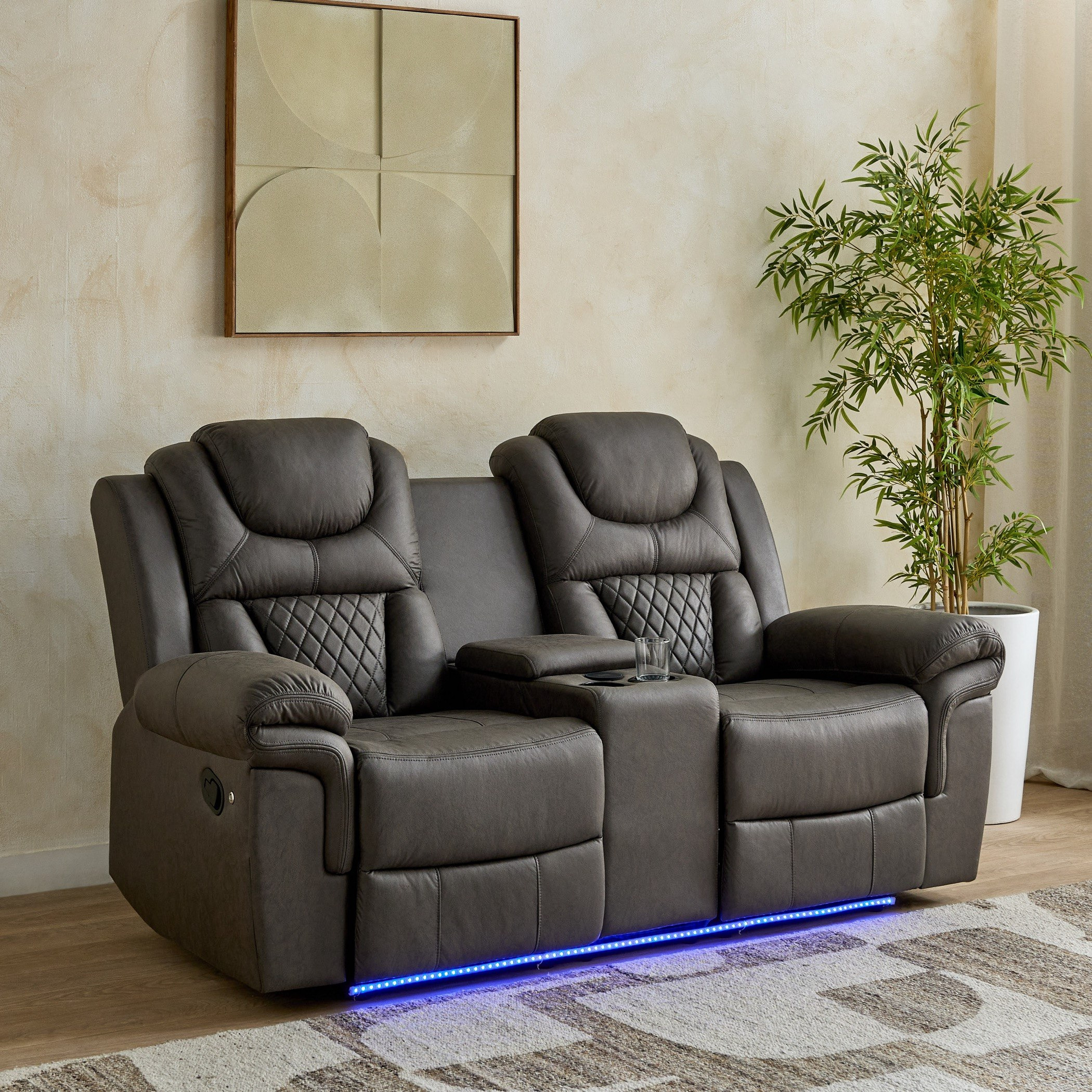 Miranda 2-Seater LED Strip Fabric Recliner with Console and Wireless Charging-hbxlivingroom-sofasandarmchairs-sofas-image-1