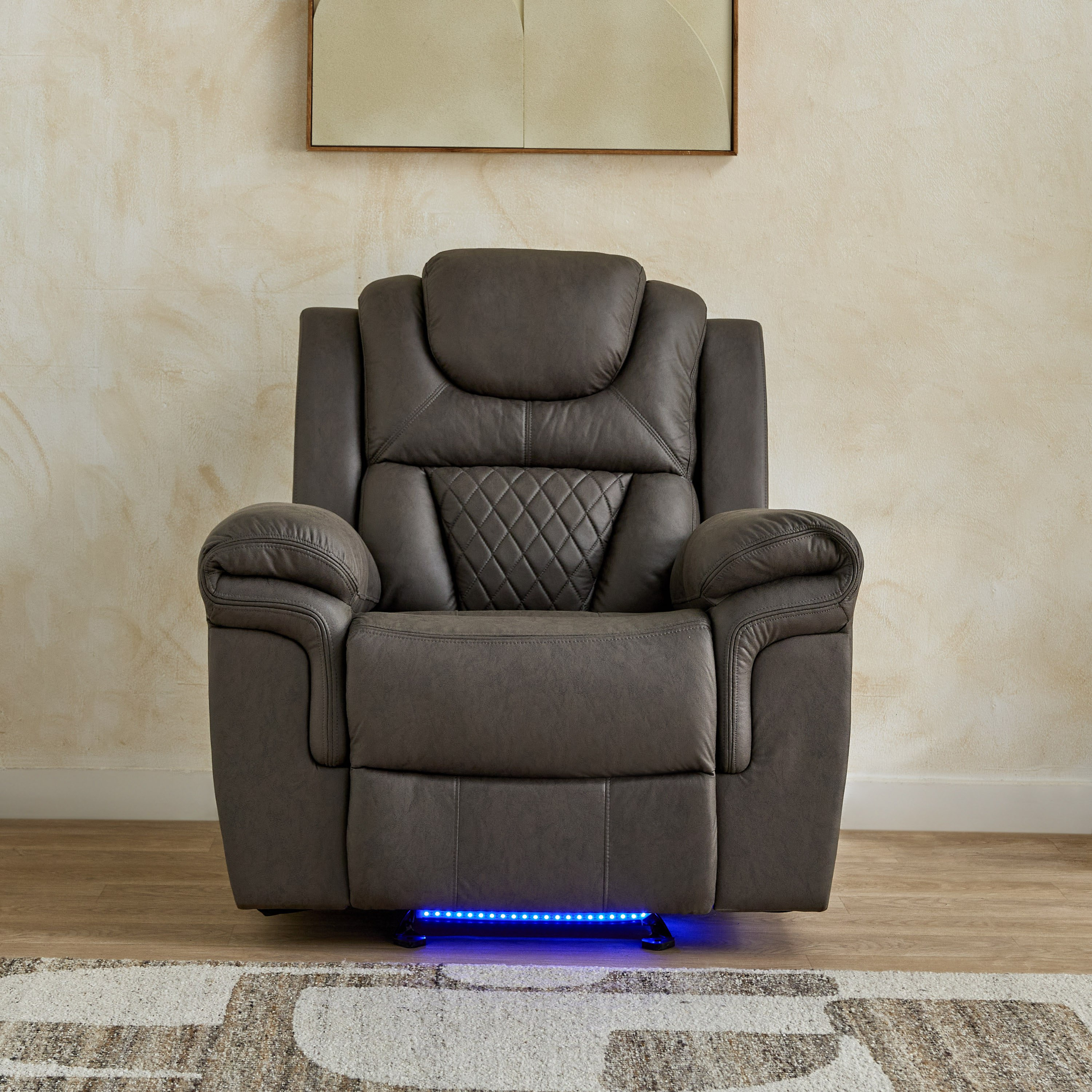 Miranda Armchair Fabric Recliner with Rocker and LED Strip-hbxfurniture-sofasandarmchairs-reclinersofas-image-3