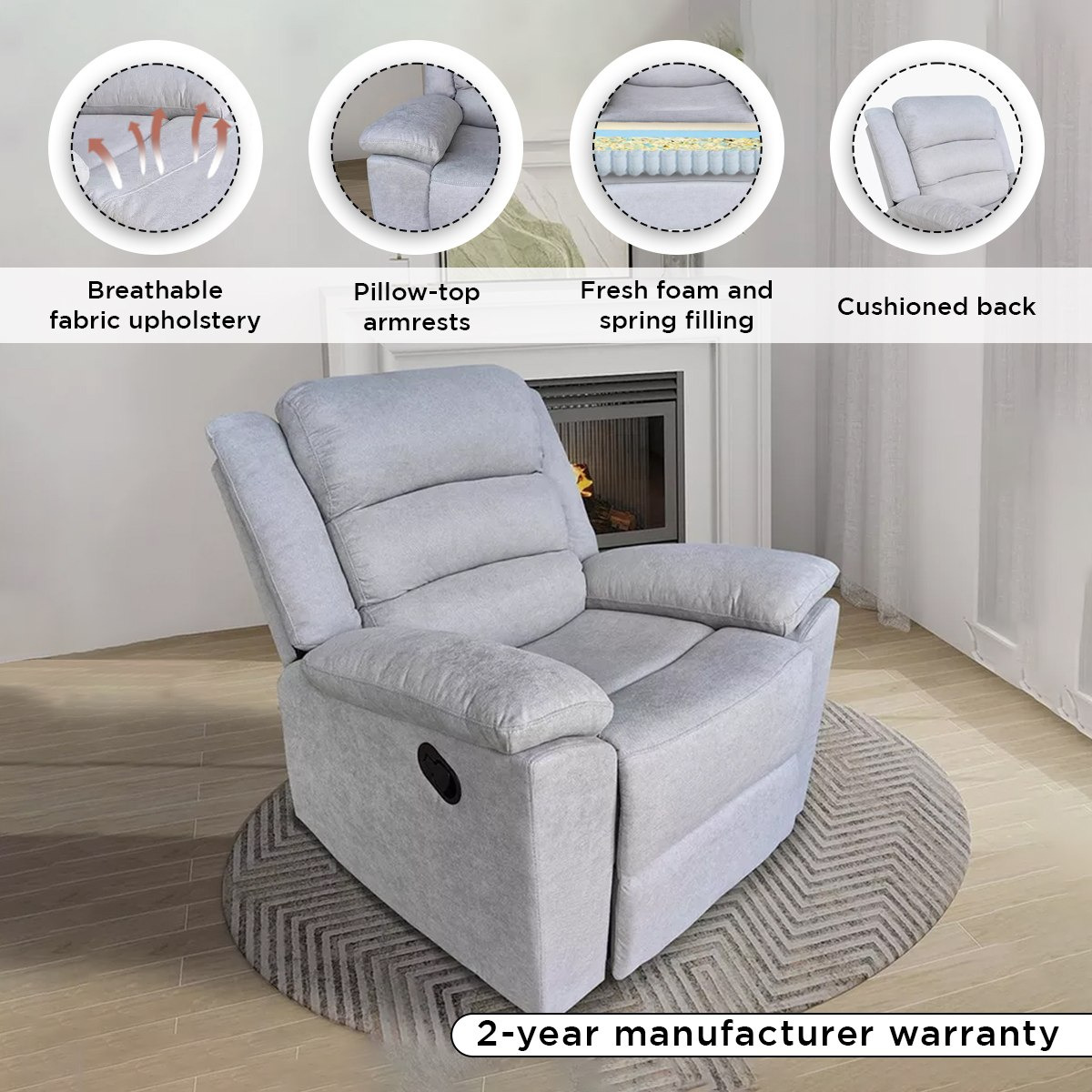 Zenobia Fabric Armchair Recliner-hbxfurniture-sofasandarmchairs-reclinersofas-image-4