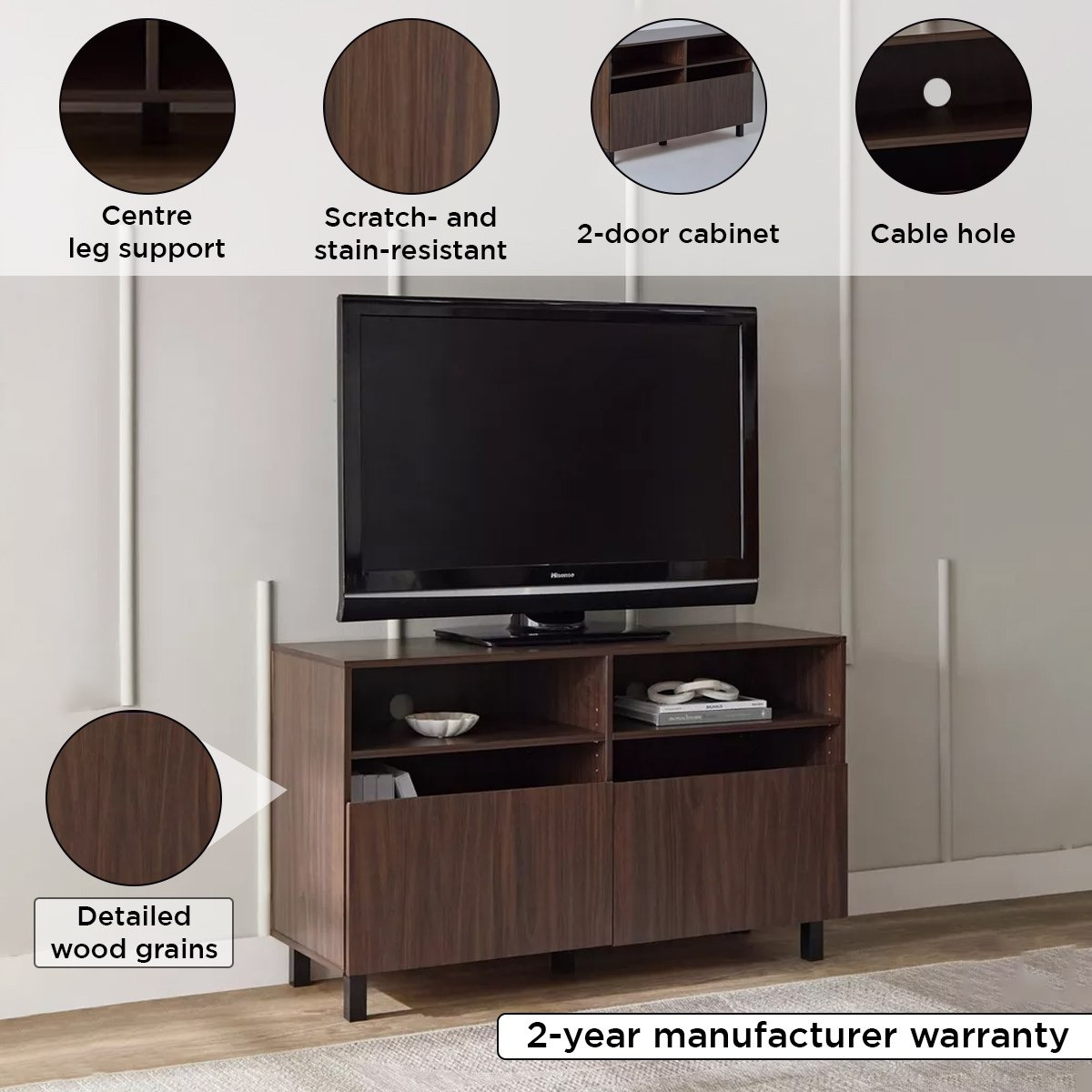 Vegas 1.2 Metre High TV Unit with Door for TVs up to 50 inches-hbxlivingroom-mediaunitsandstorage-tvunits-image-4