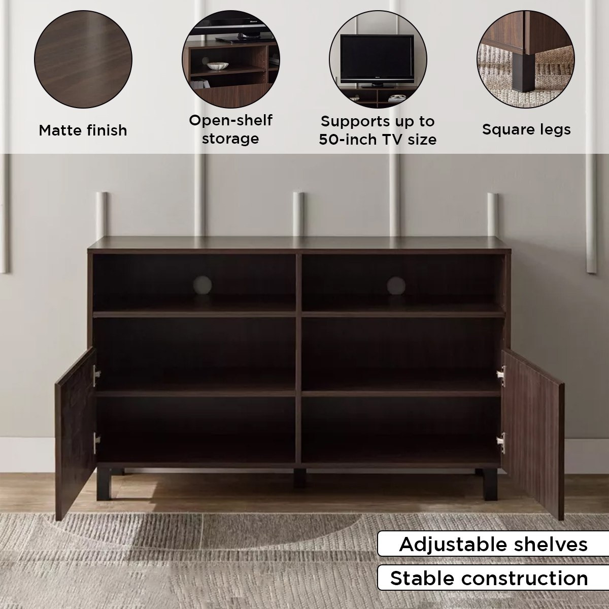 Vegas 1.2 Metre High TV Unit with Door for TVs up to 50 inches-hbxlivingroom-mediaunitsandstorage-tvunits-image-5