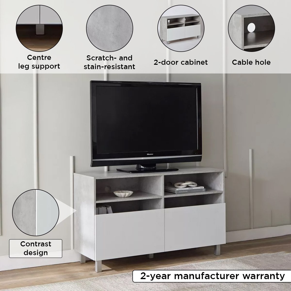 Vegas 1.2 Metre High TV Unit with Door for TVs up to 50 inches-hbxlivingroom-mediaunitsandstorage-tvunits-image-4