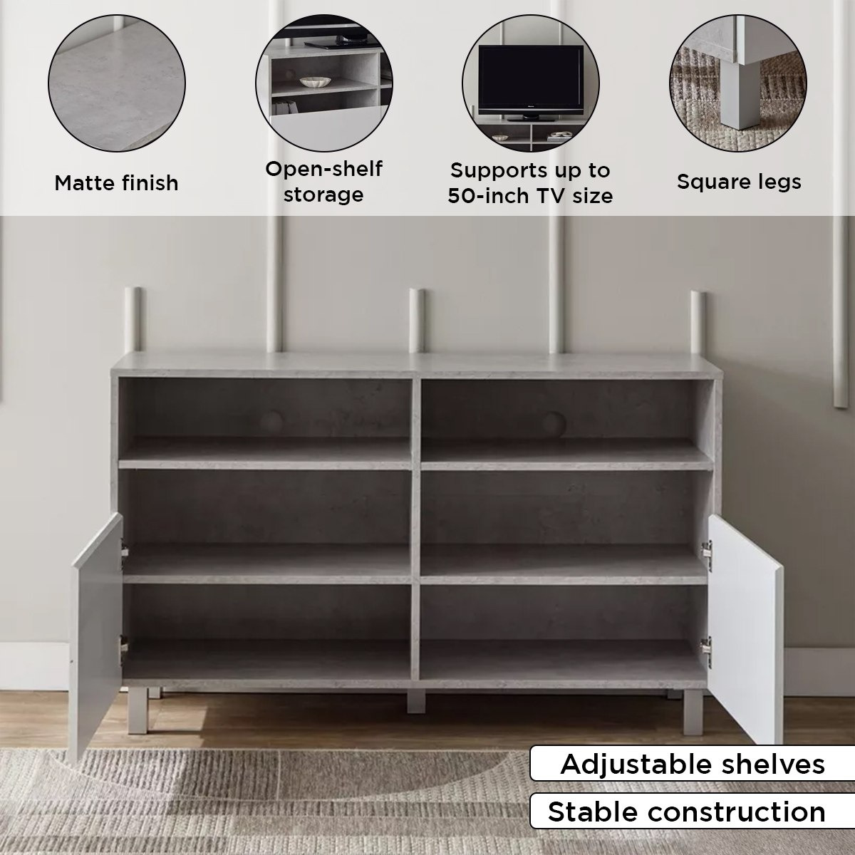 Vegas 1.2 Metre High TV Unit with Door for TVs up to 50 inches-hbxlivingroom-mediaunitsandstorage-tvunits-image-5