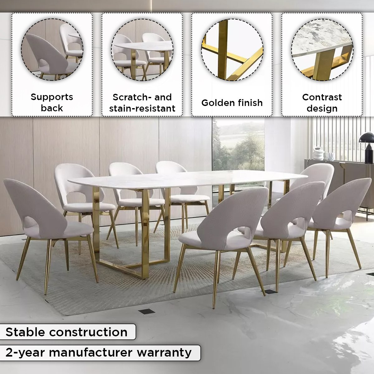 Pearl 8-Seater Sintered Stone Top Dining Set-hbxfurniture-diningtablesandsets-diningsets-eightseater-image-4