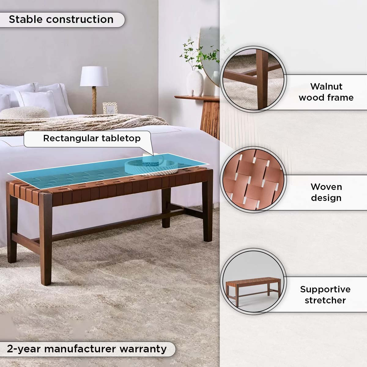 مقعد بنش بإطار من خشب الجوز من سافانا-hbxfurniture-sofasandarmchairs-benches-image-9