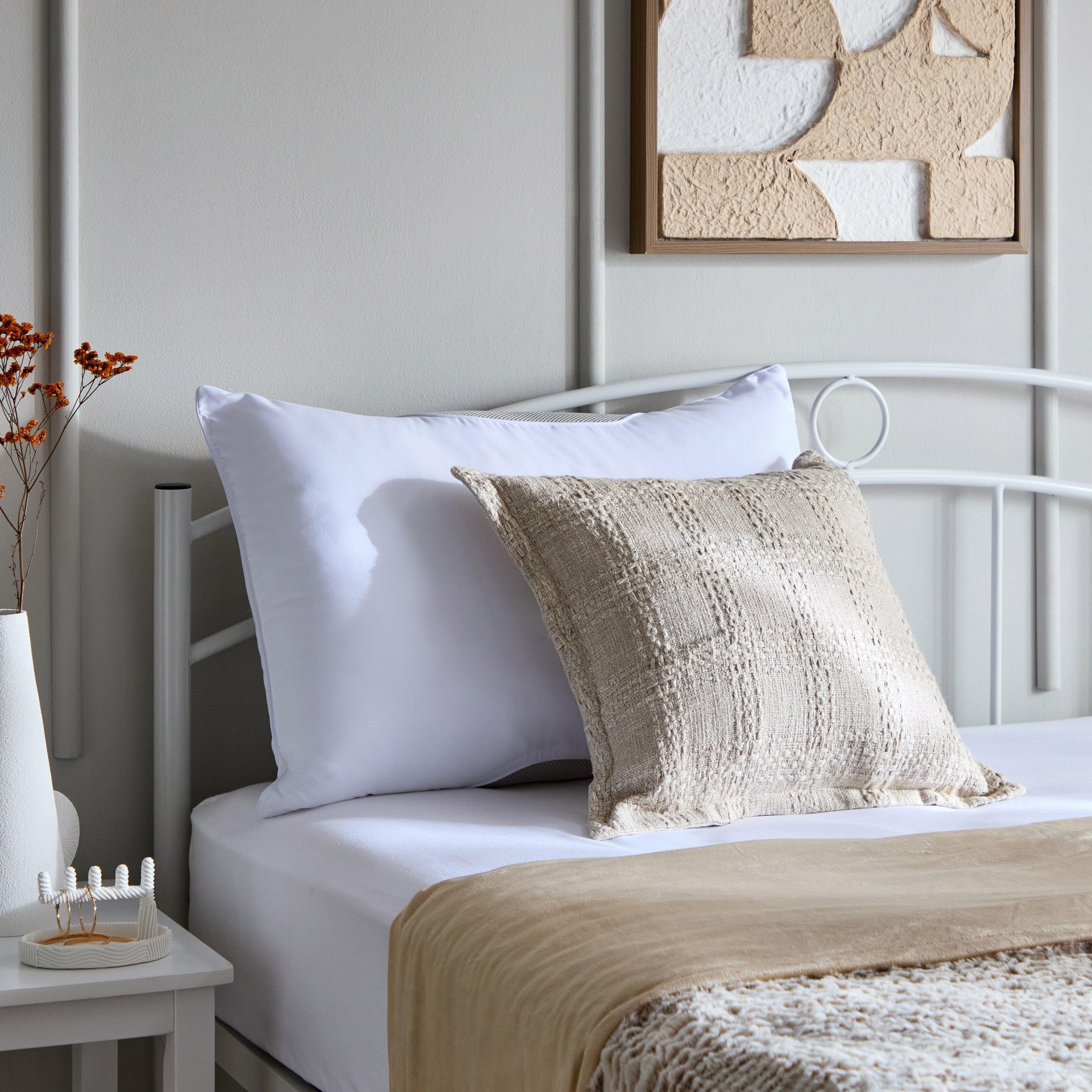 Airbliss Breathable Single Piping Pillow with Microfibre Filling - 50x75 cm-hbxdecorandfurnishings-bedding-duvetsandpillows-image-10
