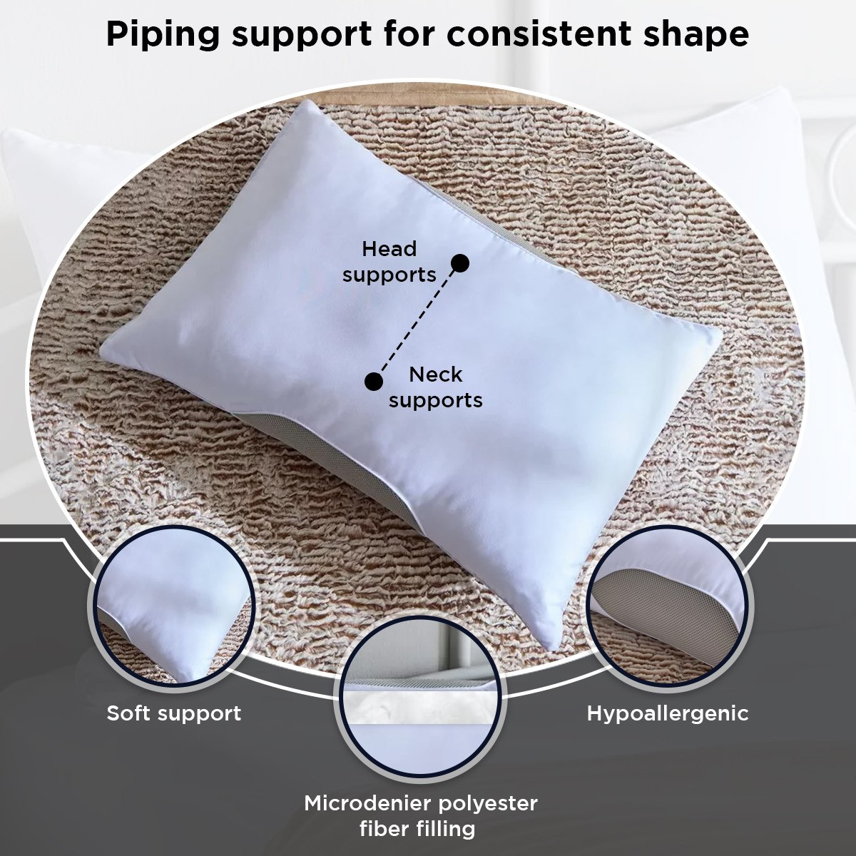 Airbliss Breathable Single Piping Pillow with Microfibre Filling - 50x75 cm-hbxdecorandfurnishings-bedding-duvetsandpillows-image-8